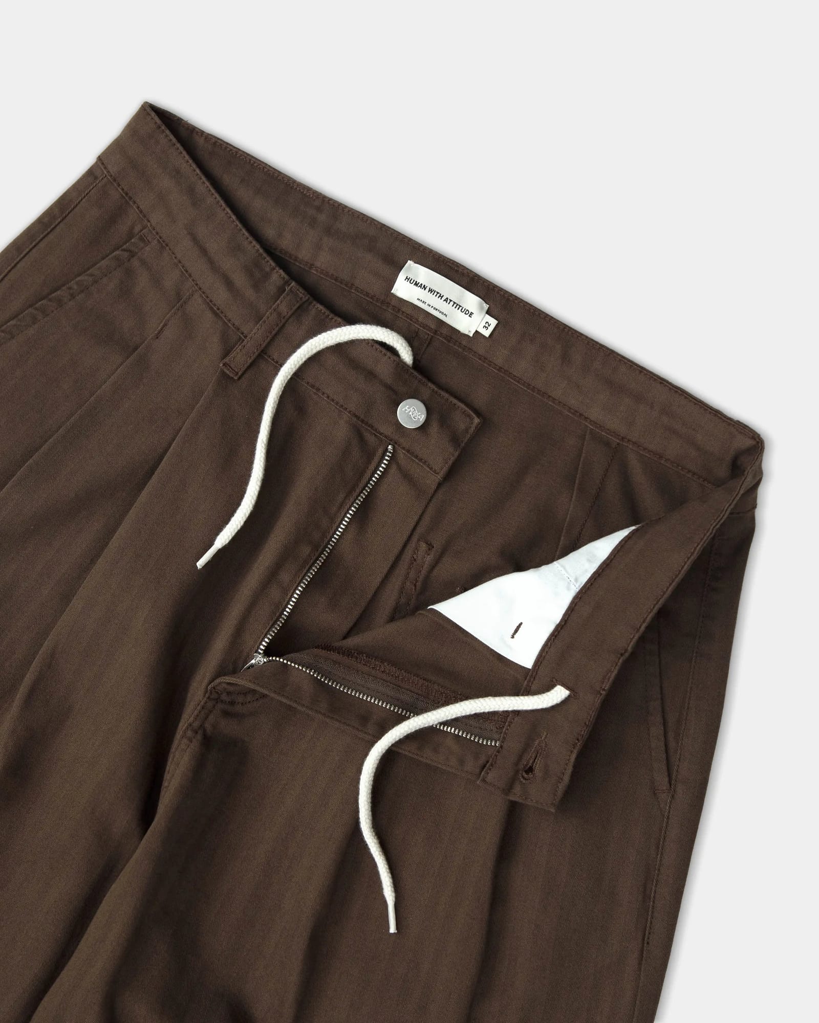 Pleated Onigiri Herringbone Pants