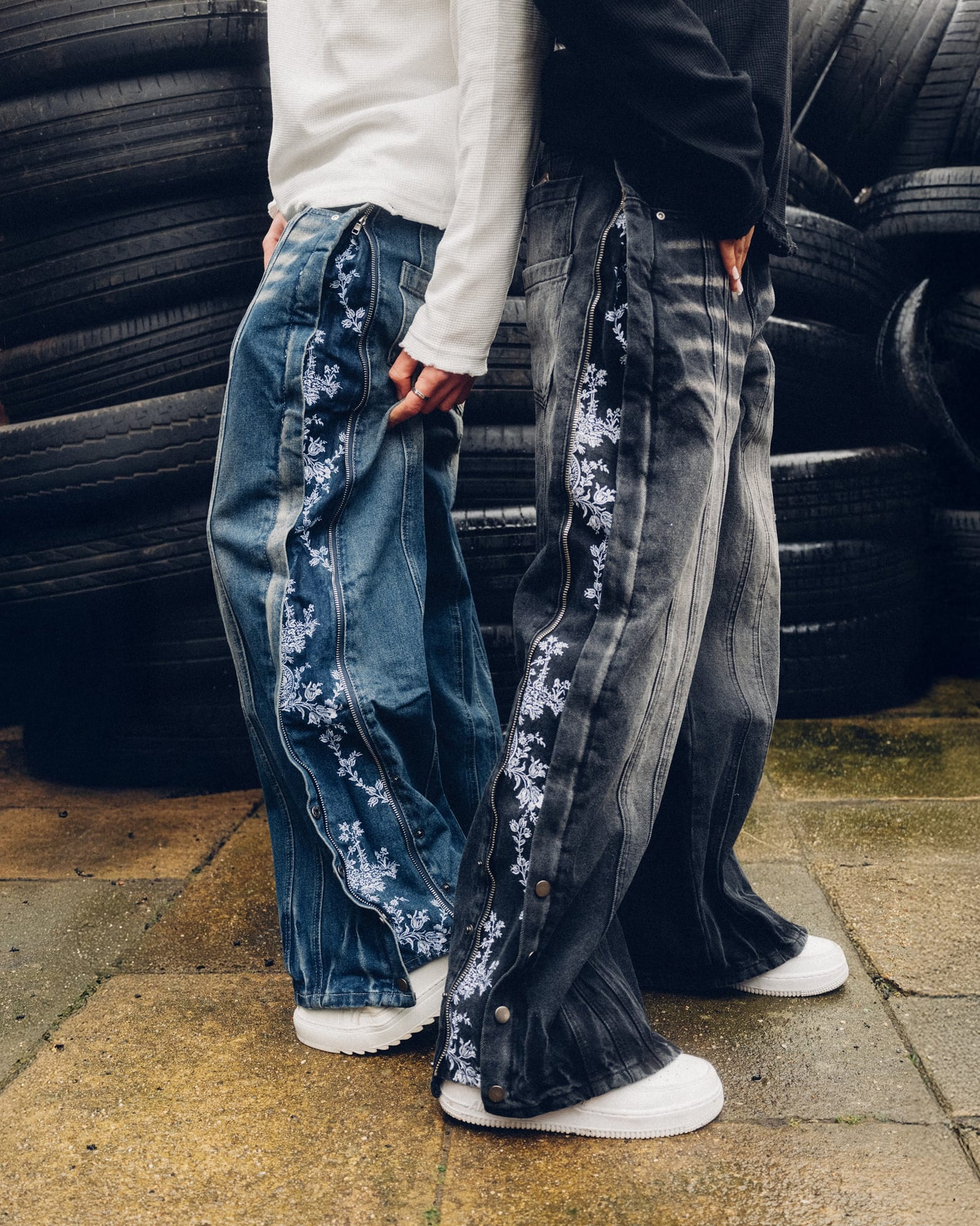 Floral Zip Jeans