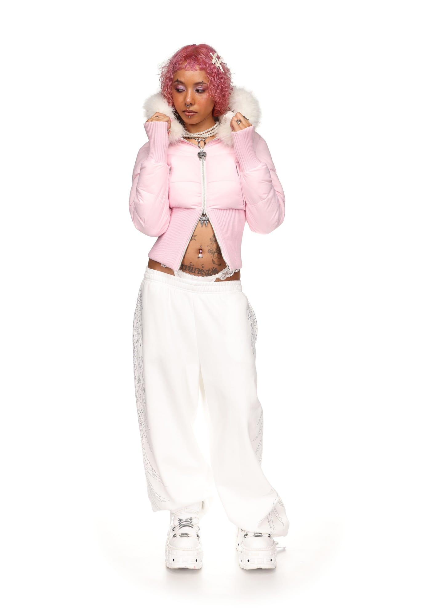 Fallen Faux Fur Reversible Rib Puffer Jacket