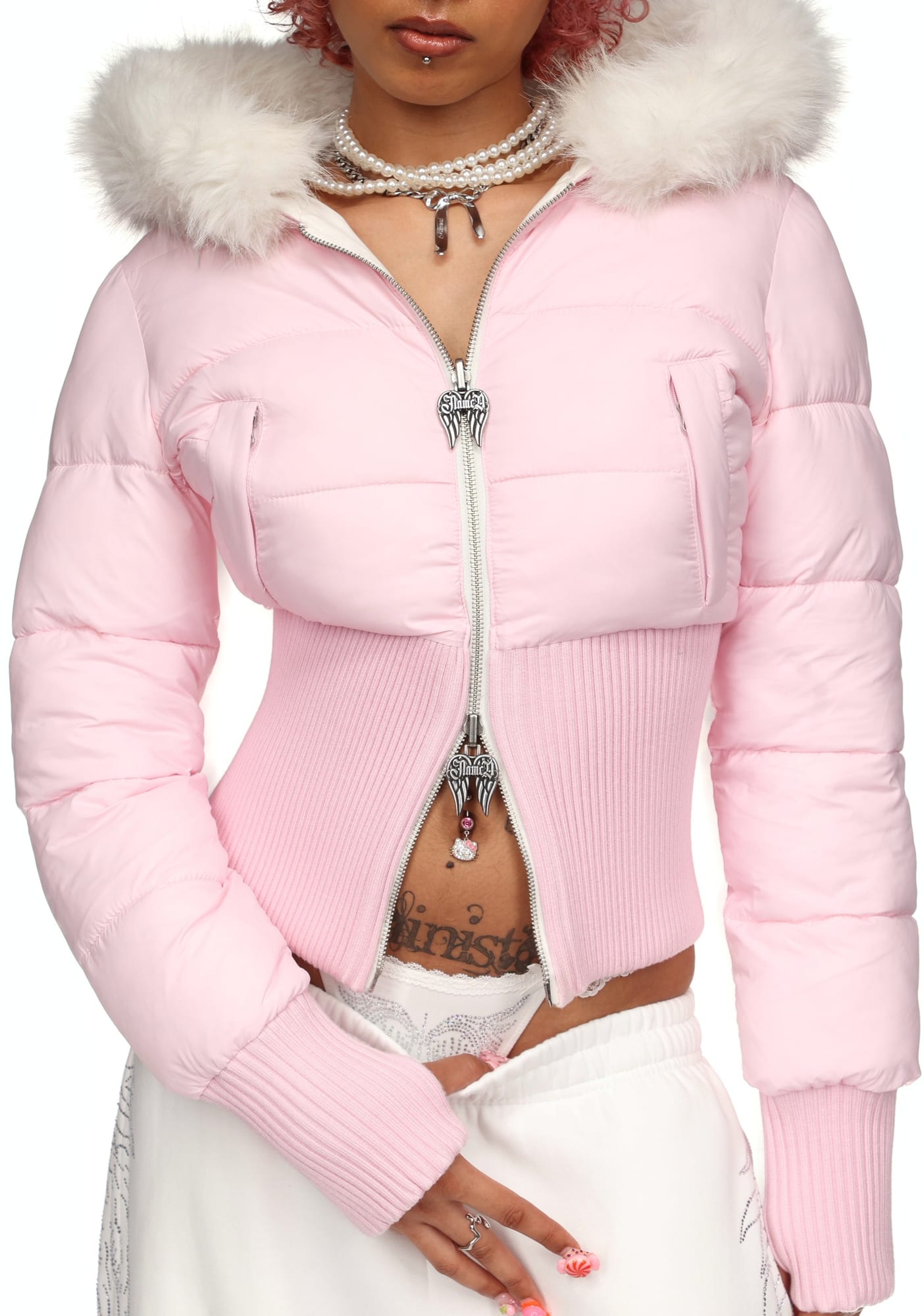 Fallen Faux Fur Reversible Rib Puffer Jacket
