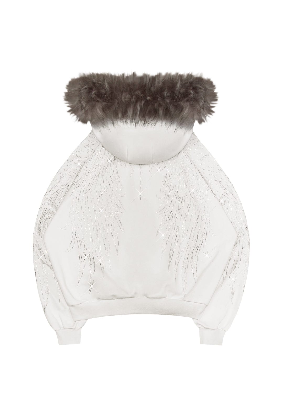 Fallen Faux Fur Rhinestone Zip Hoodie (Detachable Fur)