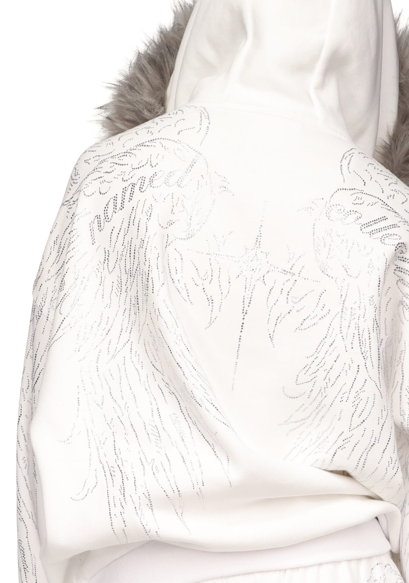 Fallen Faux Fur Rhinestone Zip Hoodie (Detachable Fur)