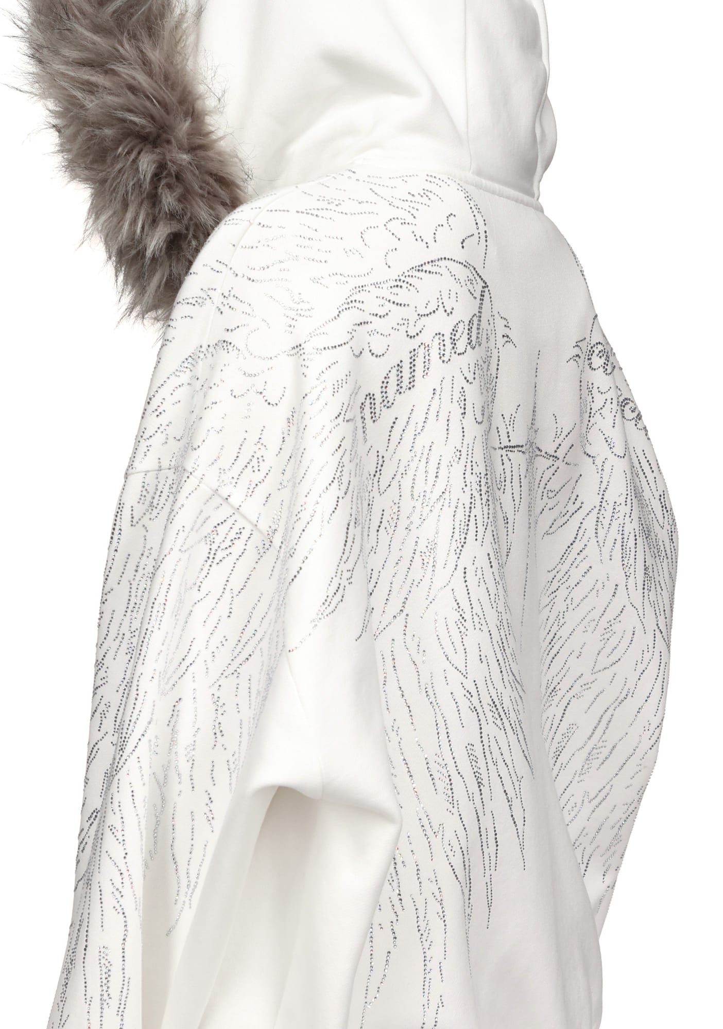 Fallen Faux Fur Rhinestone Zip Hoodie (Detachable Fur)