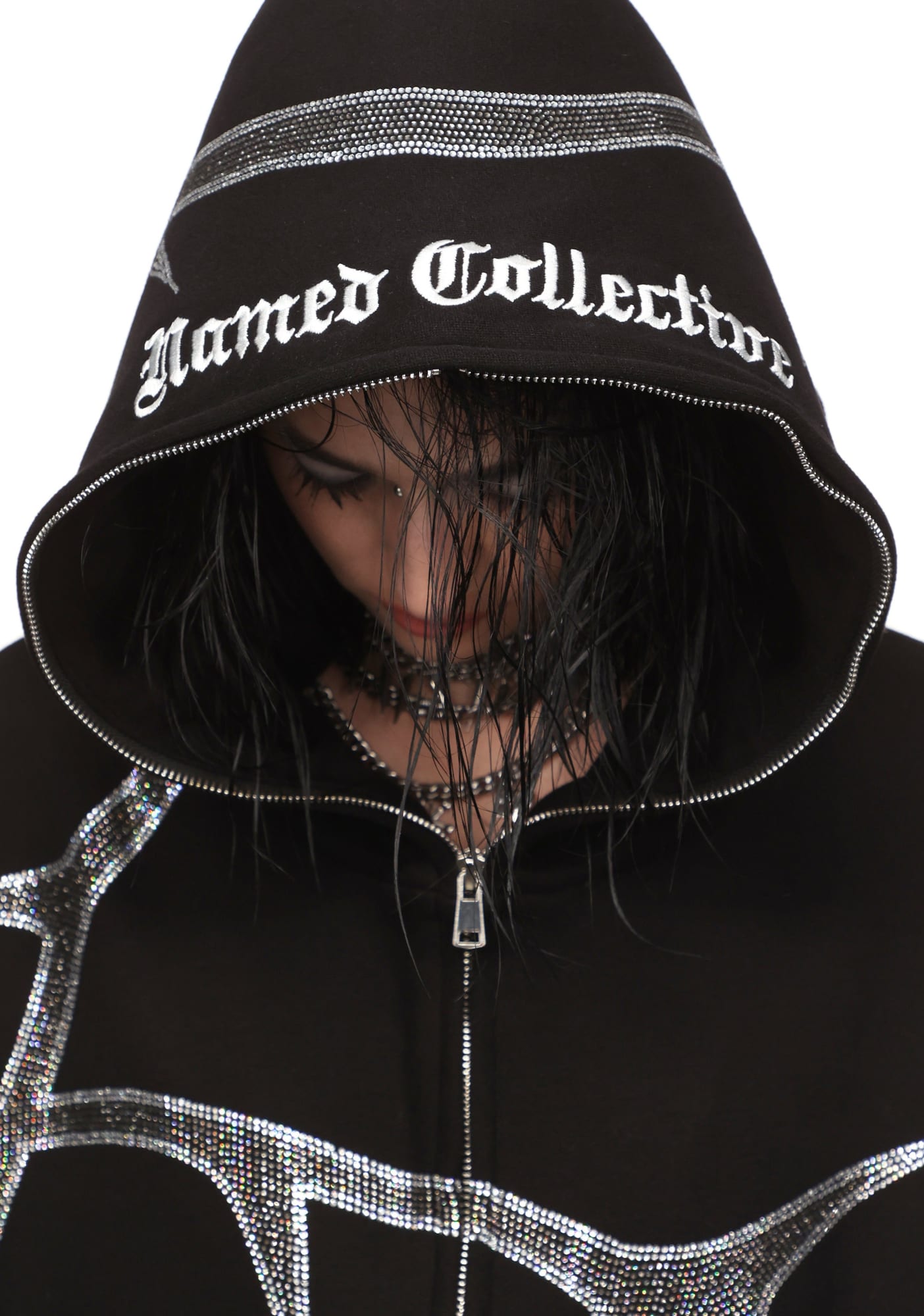 THORN RHINESTONE ZIP HOODIE