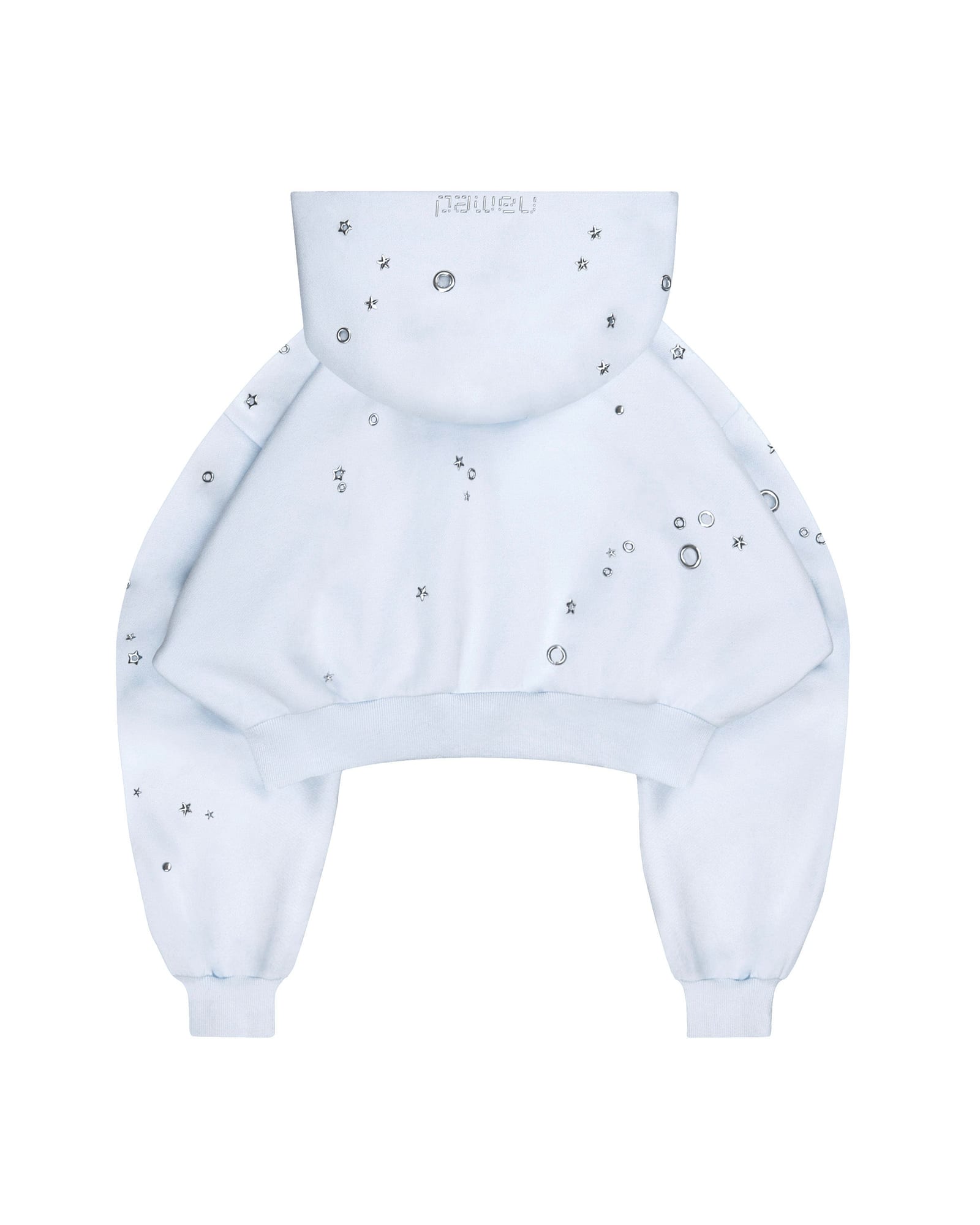 GLITCH EYELET CROP ZIP HOODIE