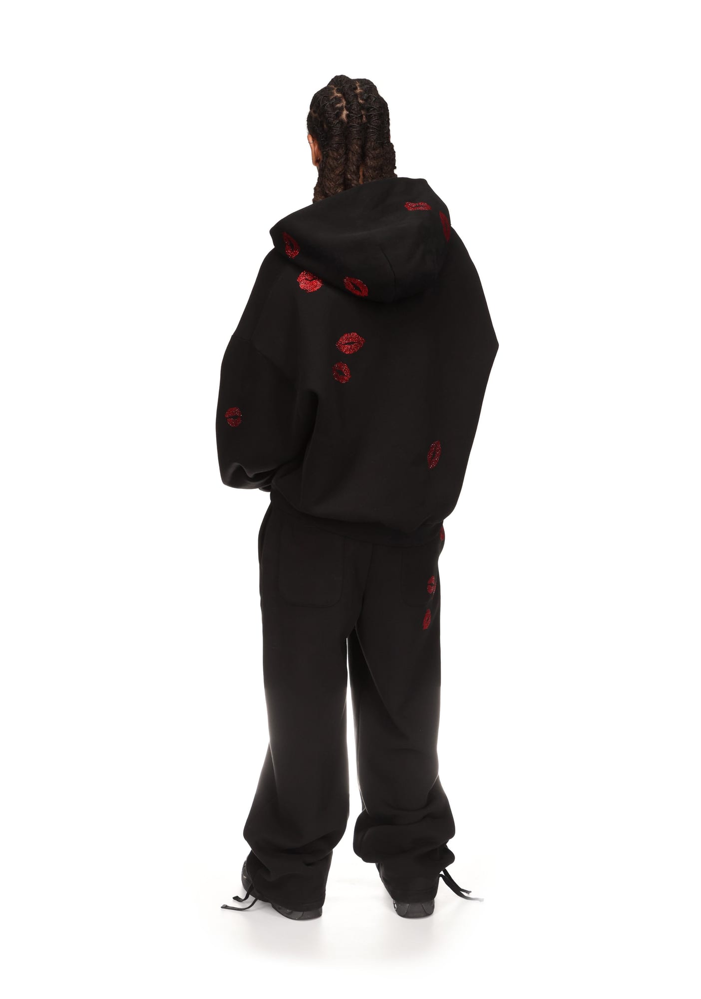 TEASE RHINESTONE KISS ZIP HOODIE