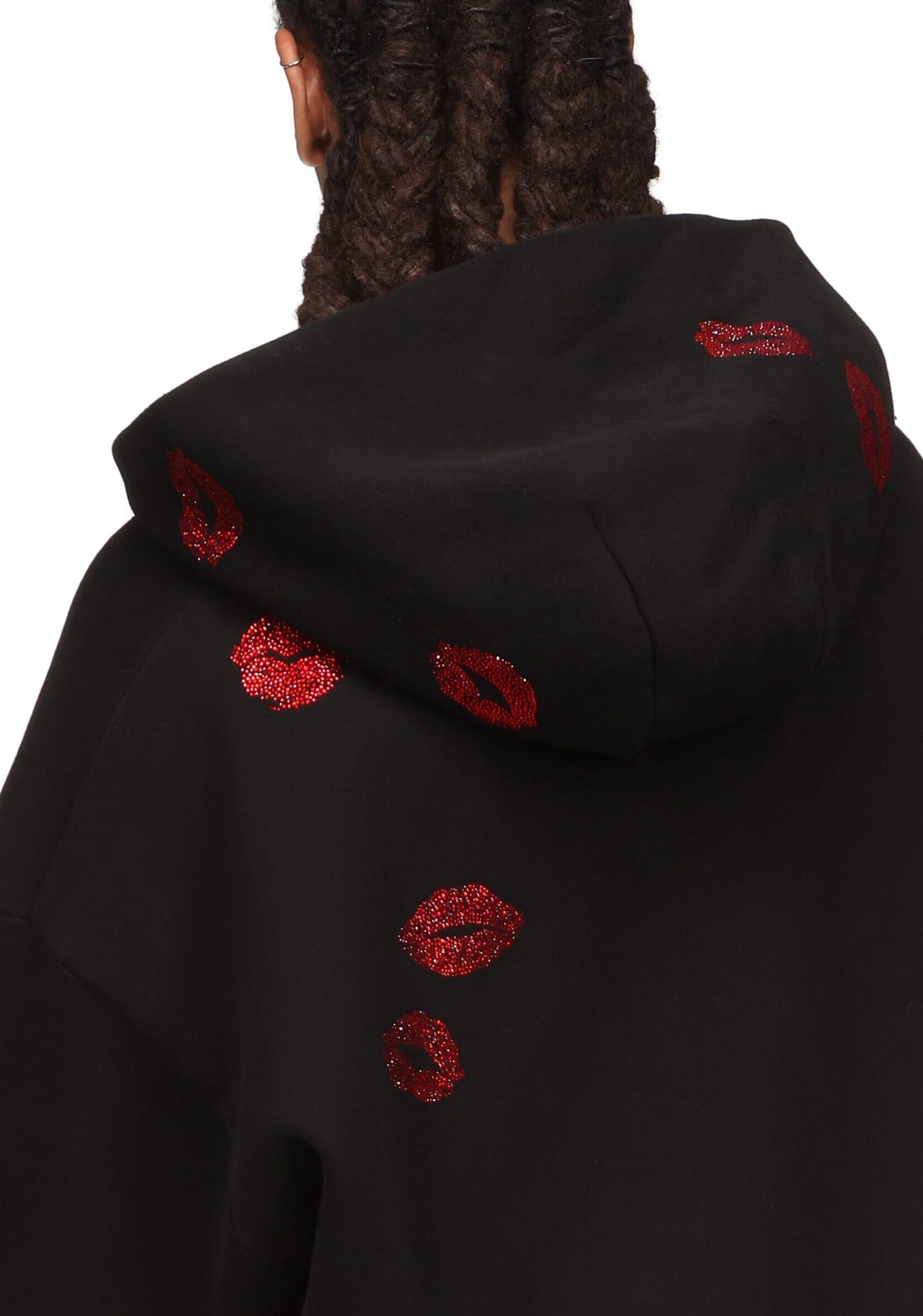 TEASE RHINESTONE KISS ZIP HOODIE