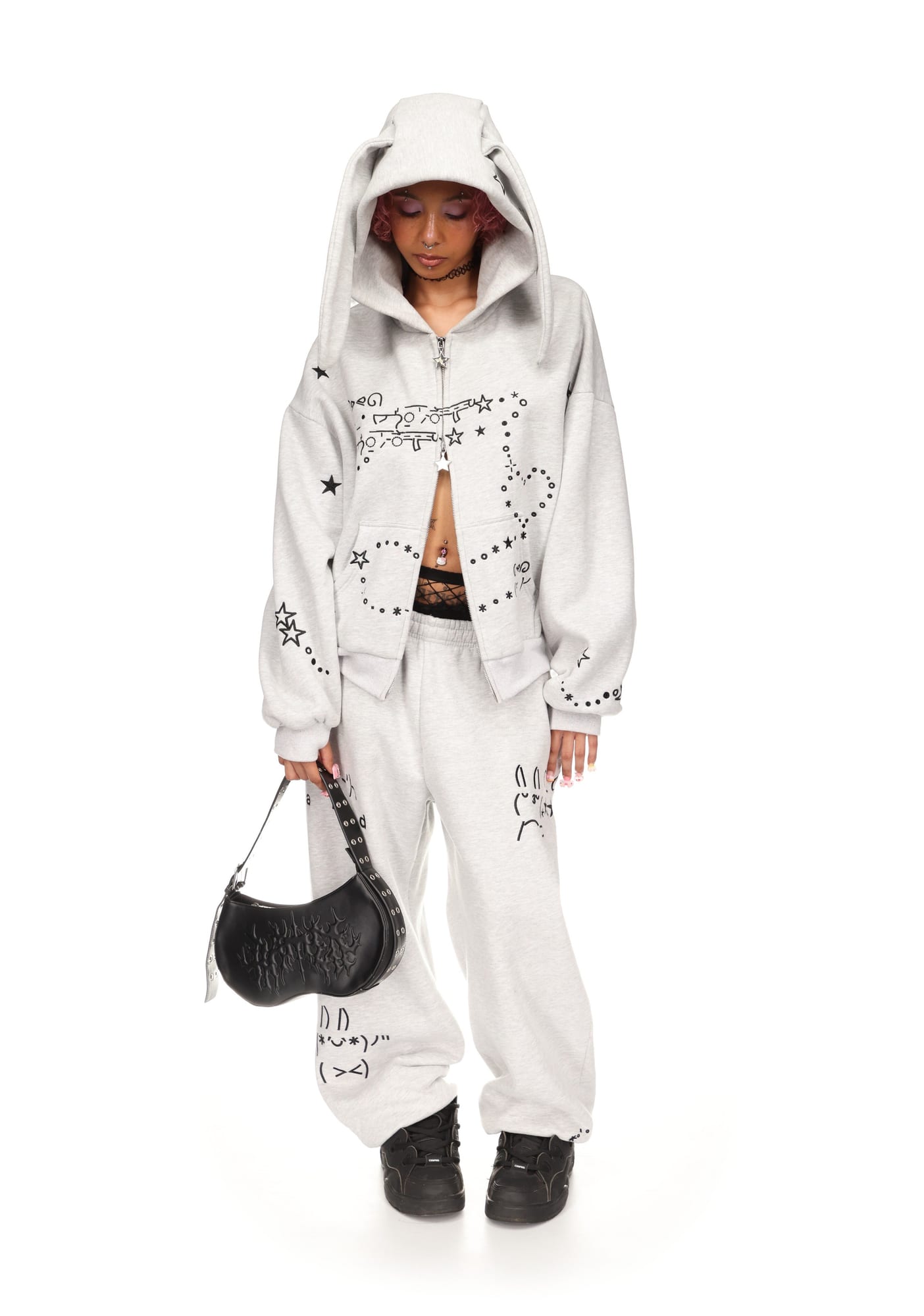 MALFUNCTION BUNNY ZIP HOODIE (DETACHABLE EARS)