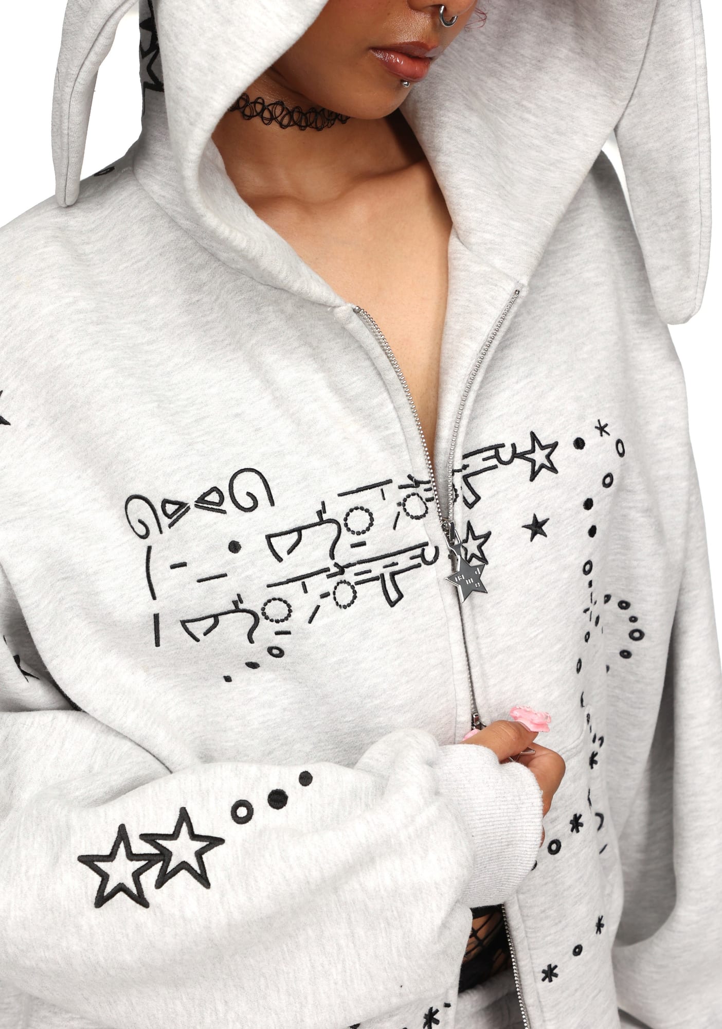 MALFUNCTION BUNNY ZIP HOODIE (DETACHABLE EARS)
