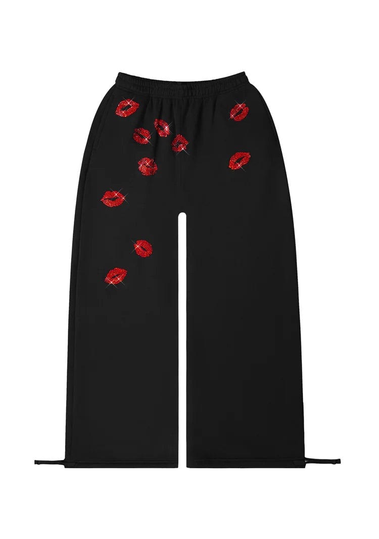 TEASE RHINESTONE KISS OVERSIZED SWEATPANTS