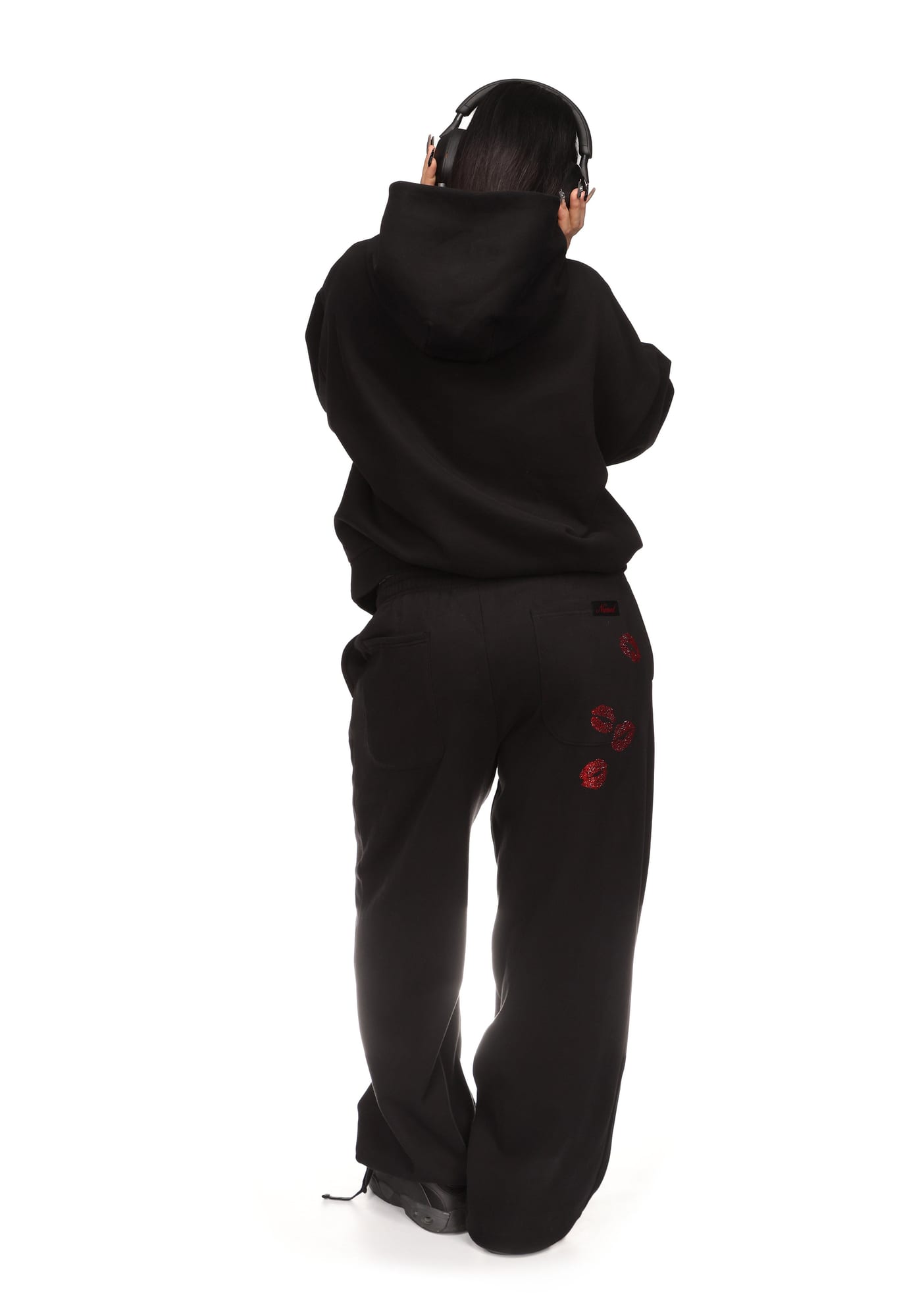 TEASE RHINESTONE KISS PULLOVER HOODIE