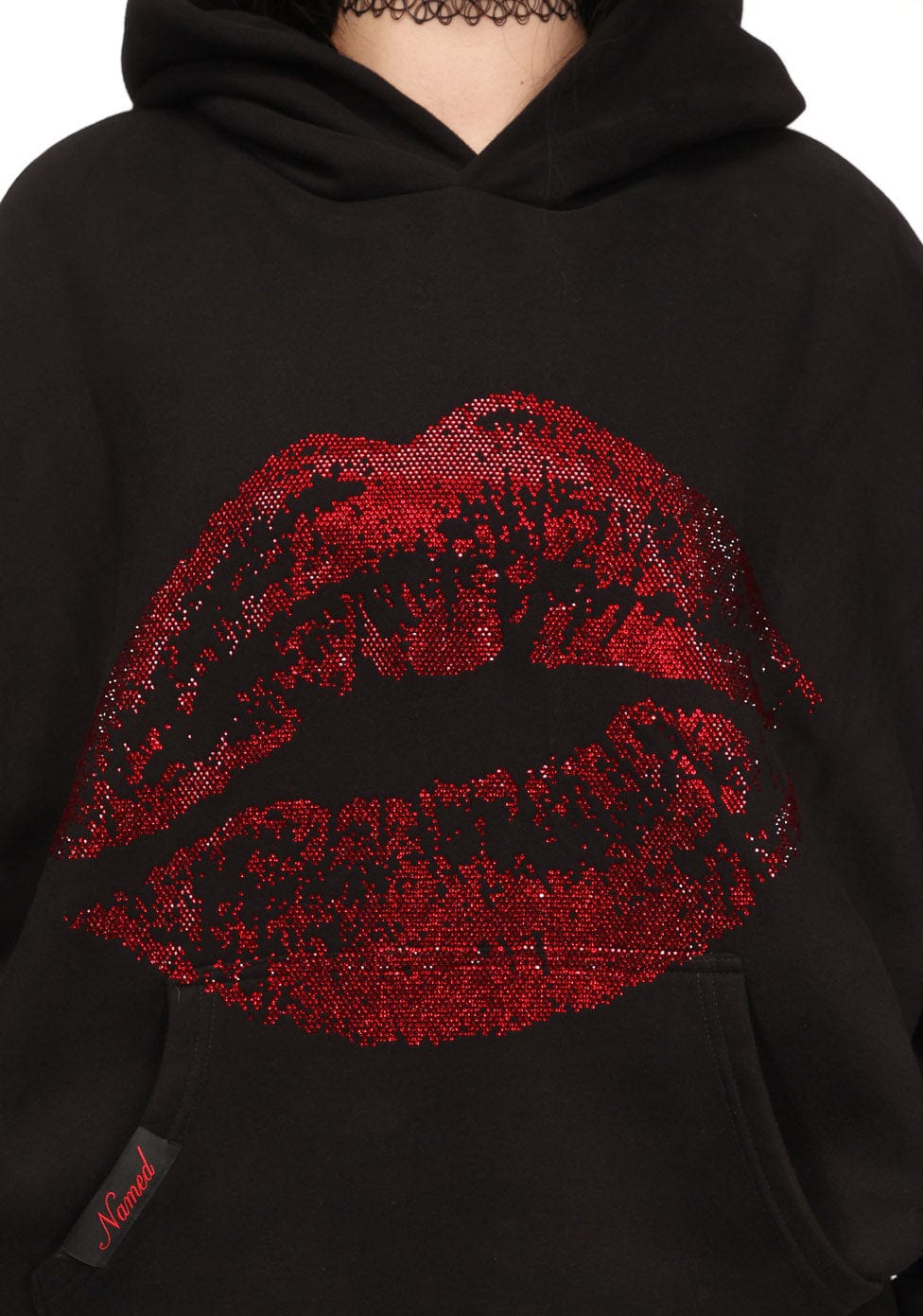 TEASE RHINESTONE KISS PULLOVER HOODIE