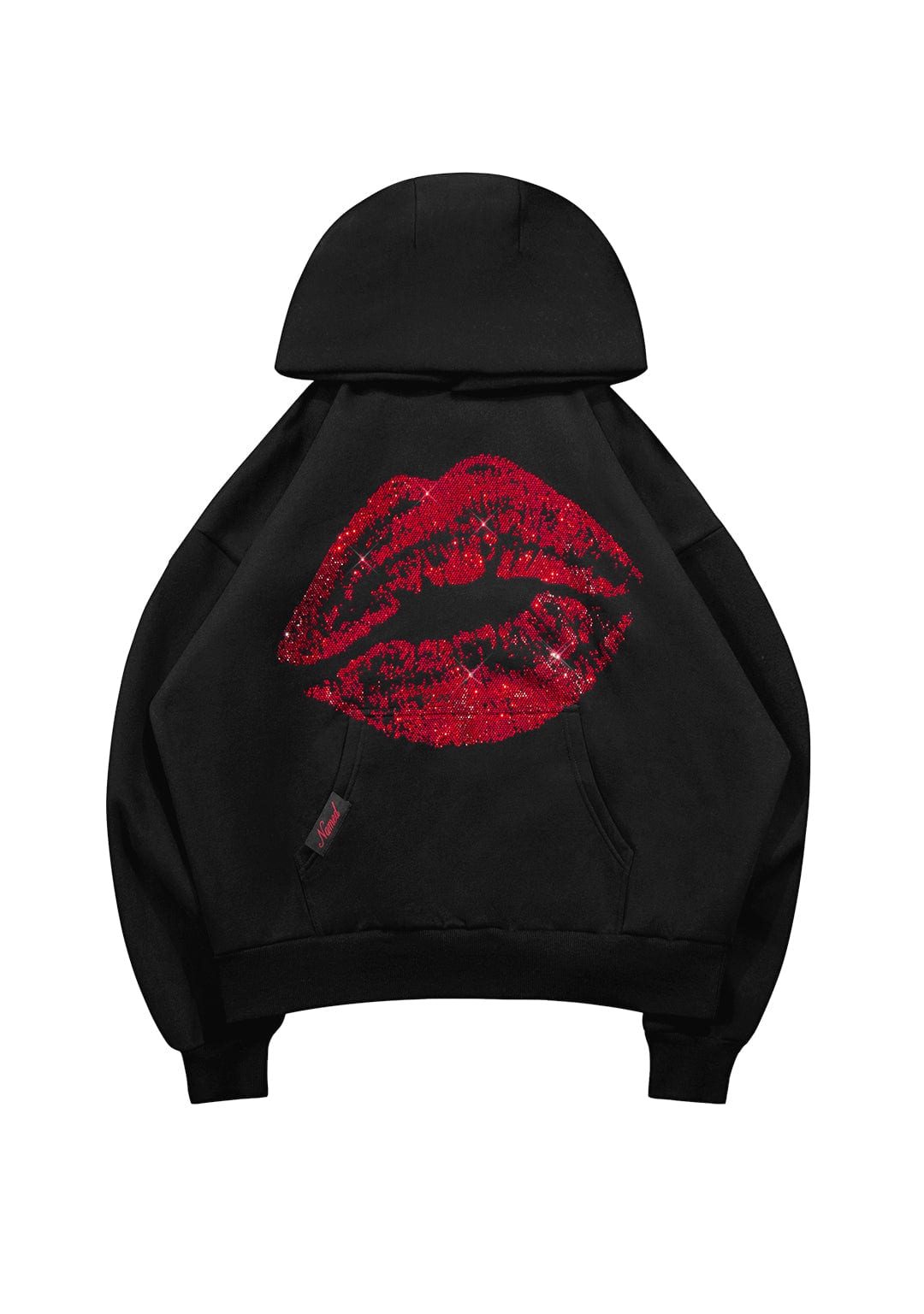 TEASE RHINESTONE KISS PULLOVER HOODIE