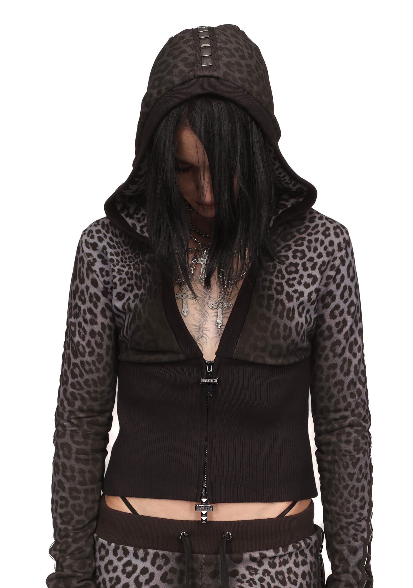 RUMOUR Studded Fitted Zip Hoodie