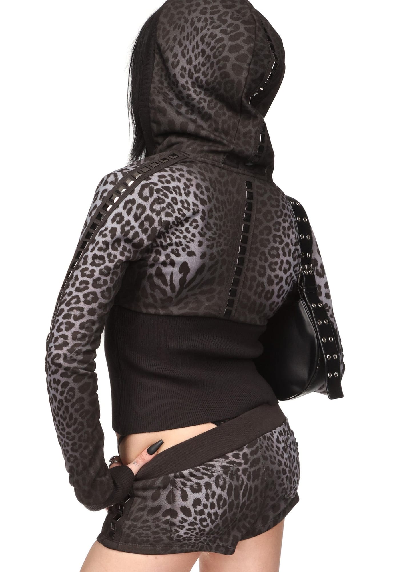 RUMOUR Studded Fitted Zip Hoodie