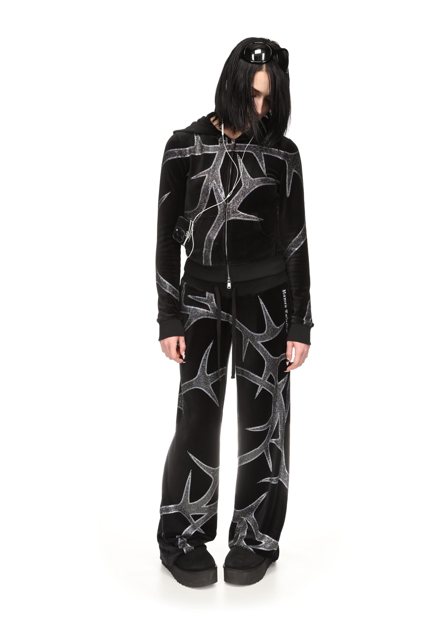 Thorn Rhinestone Velour Hoodie