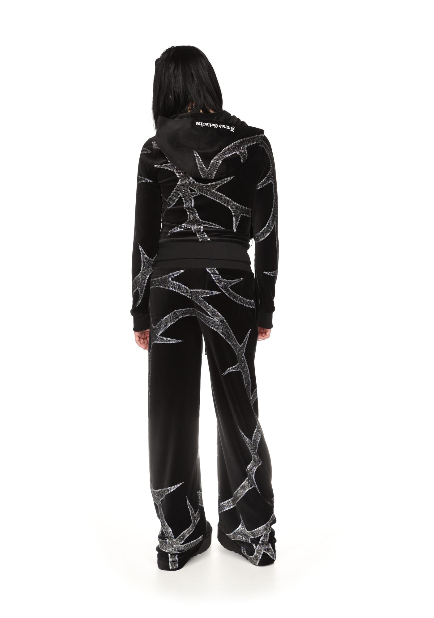 Thorn Rhinestone Velour Hoodie