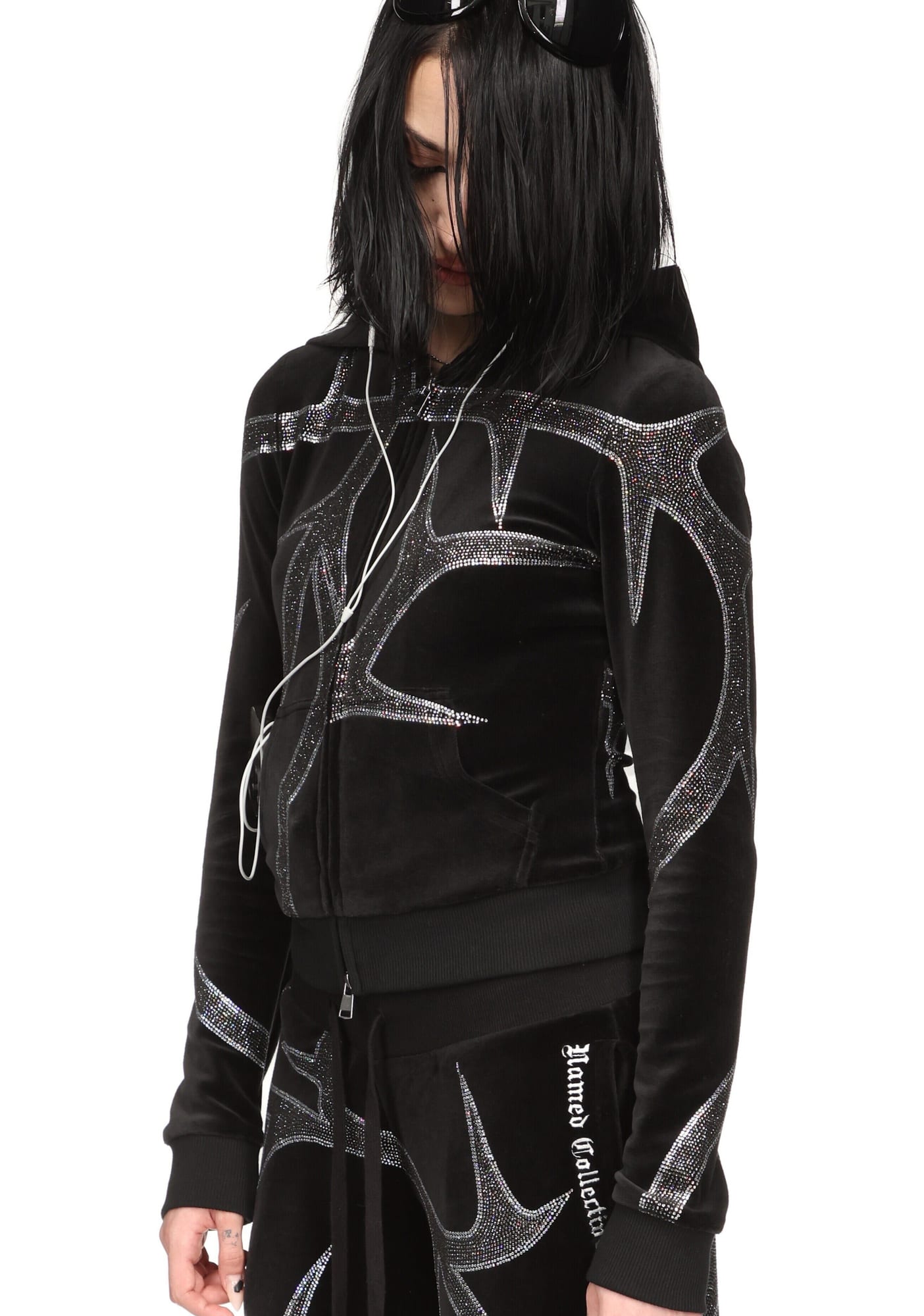 Thorn Rhinestone Velour Hoodie