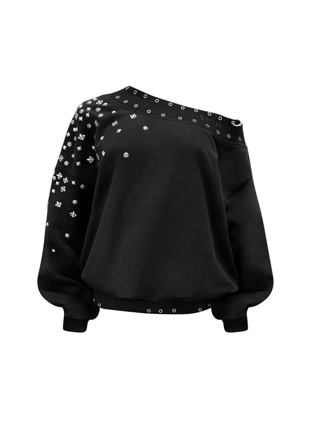 Midnight Studded Off The Shoulder Sweater