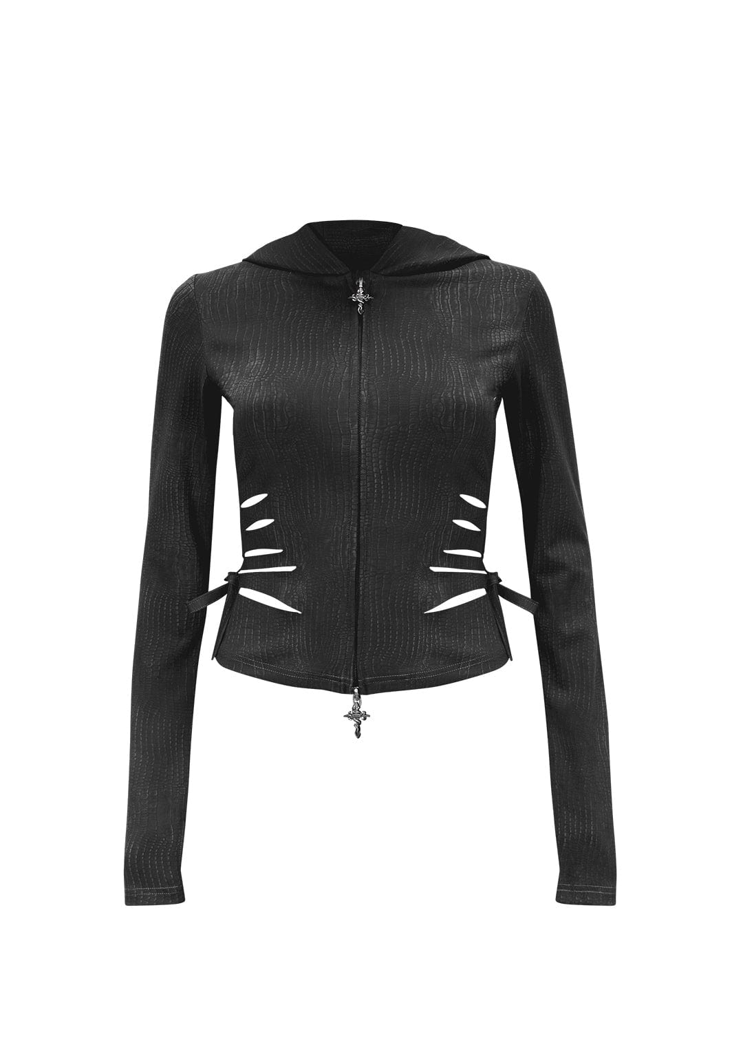 ENVY SNAKESKIN SLASHED SCULPT STRETCH ZIP HOODIE