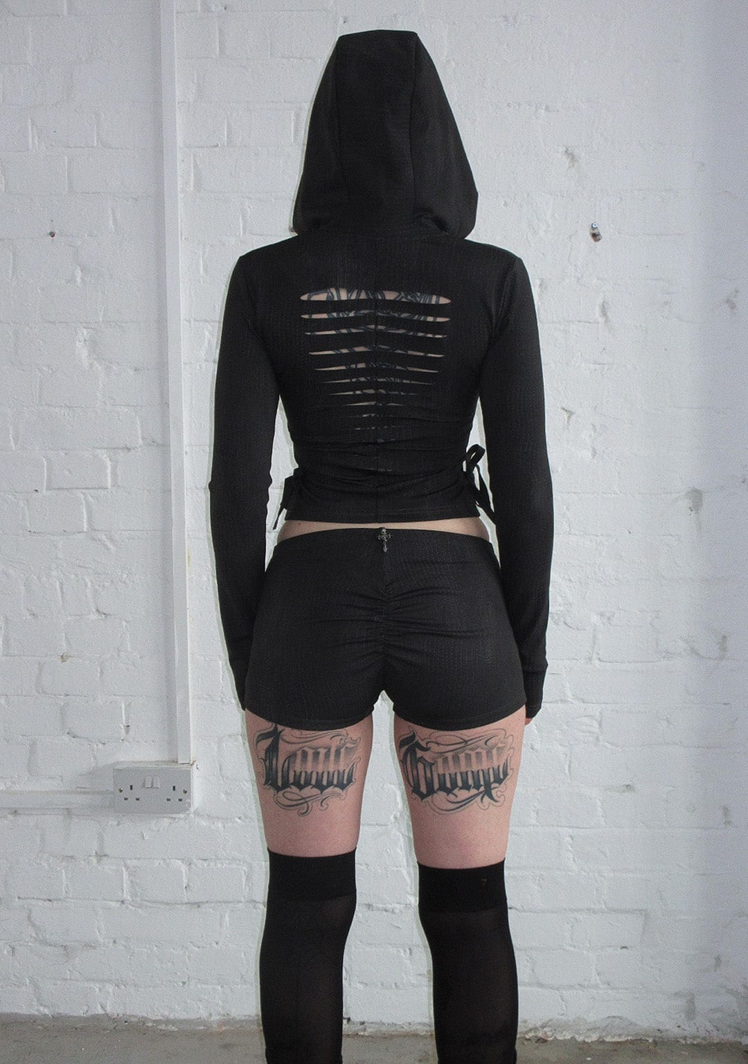 ENVY SNAKESKIN SLASHED SCULPT STRETCH ZIP HOODIE