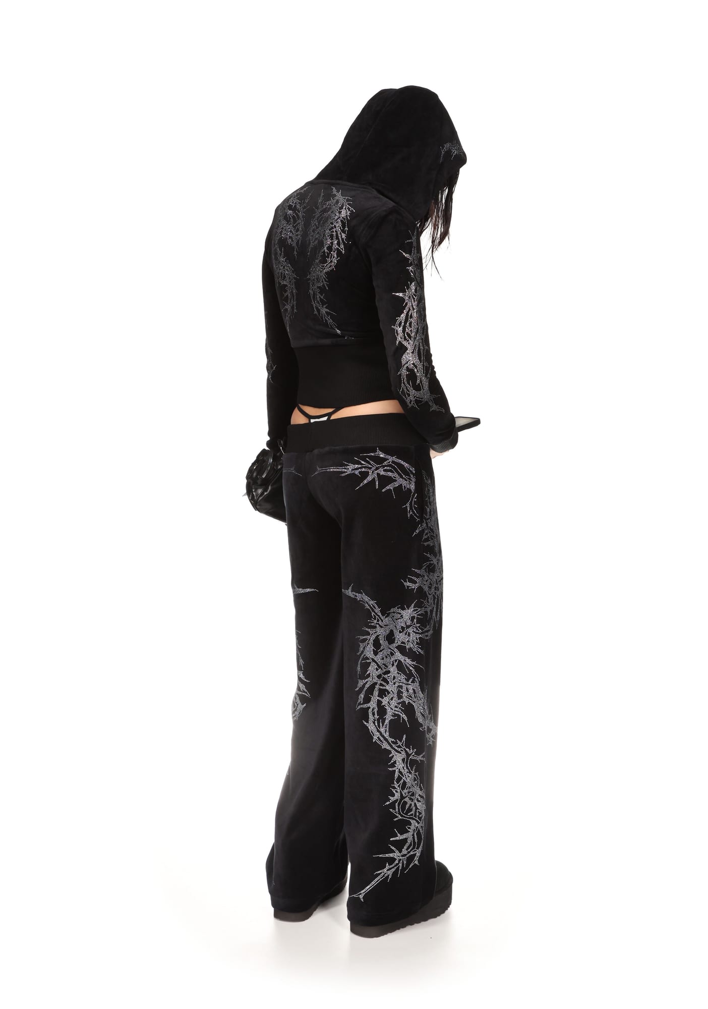 CURSE Rhinestone Velour Sweatpants