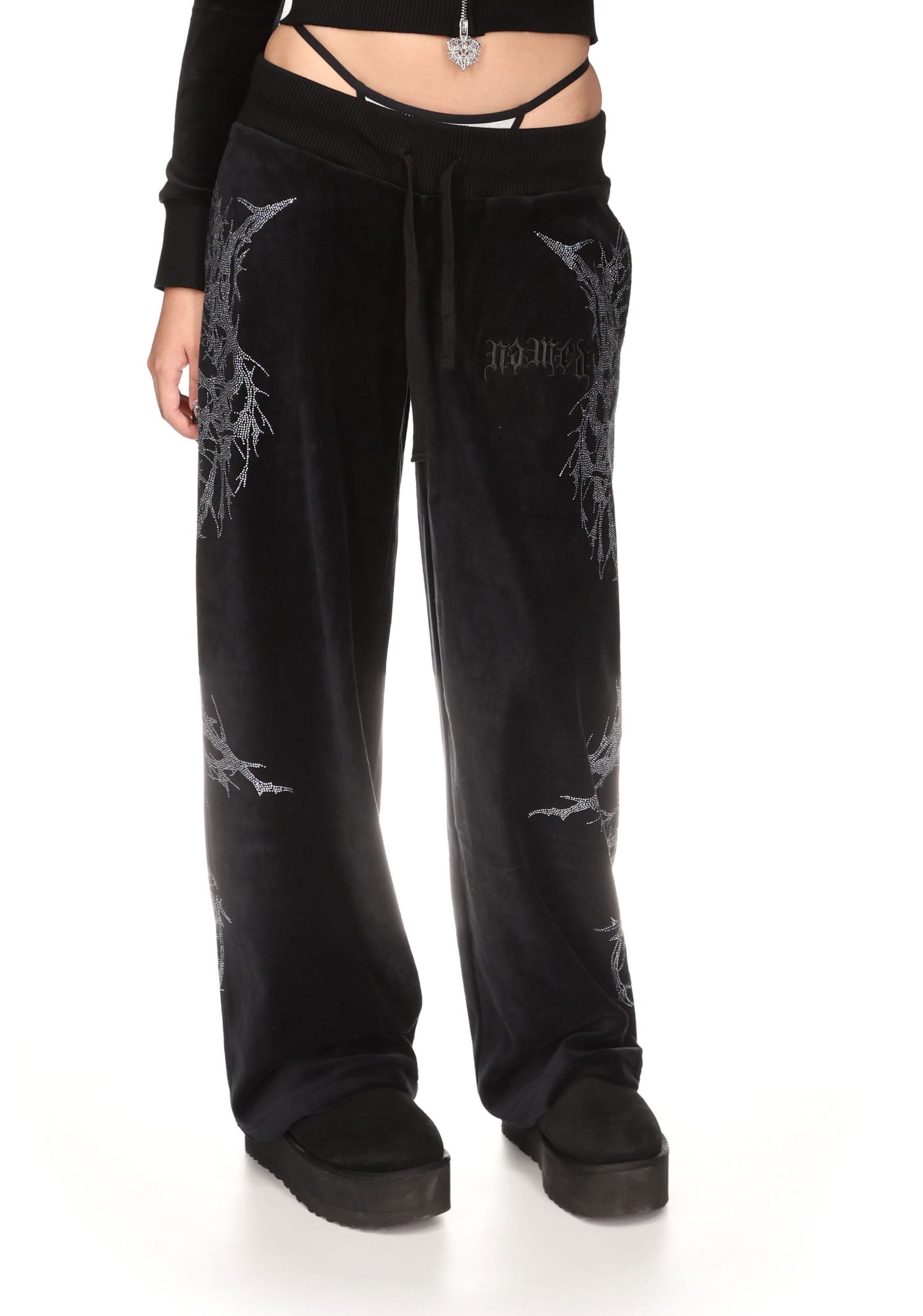 CURSE Rhinestone Velour Sweatpants