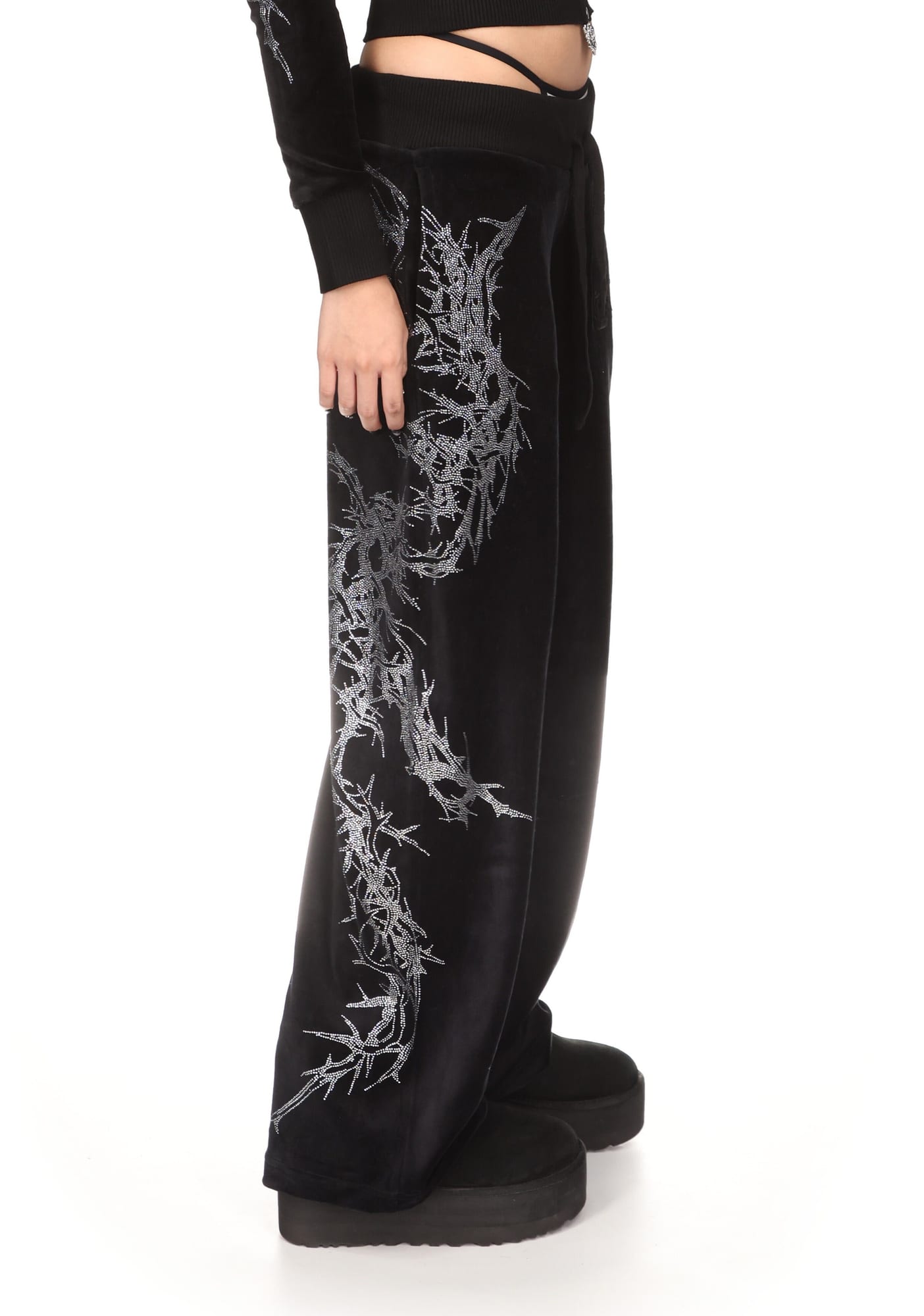 CURSE Rhinestone Velour Sweatpants
