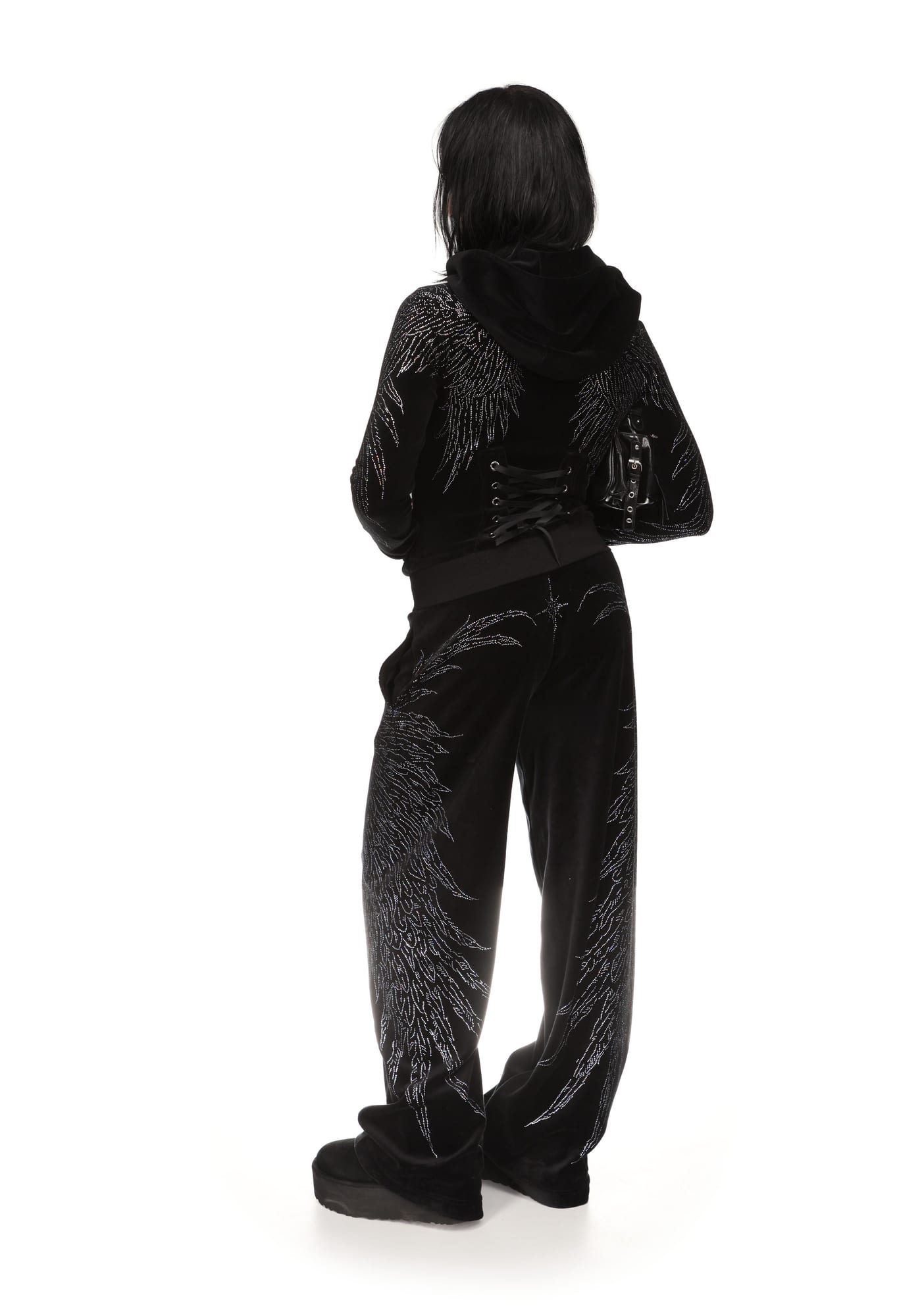 Fallen Rhinestone Velour Sweatpants