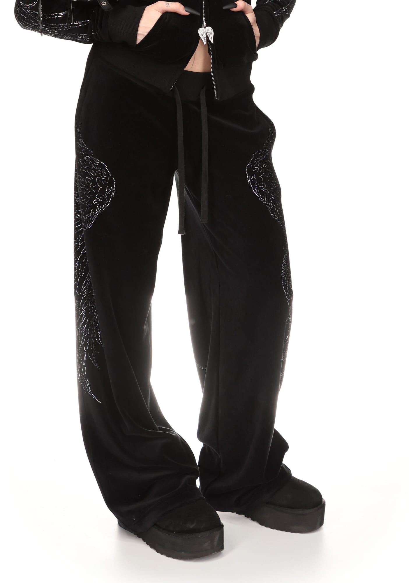 Fallen Rhinestone Velour Sweatpants