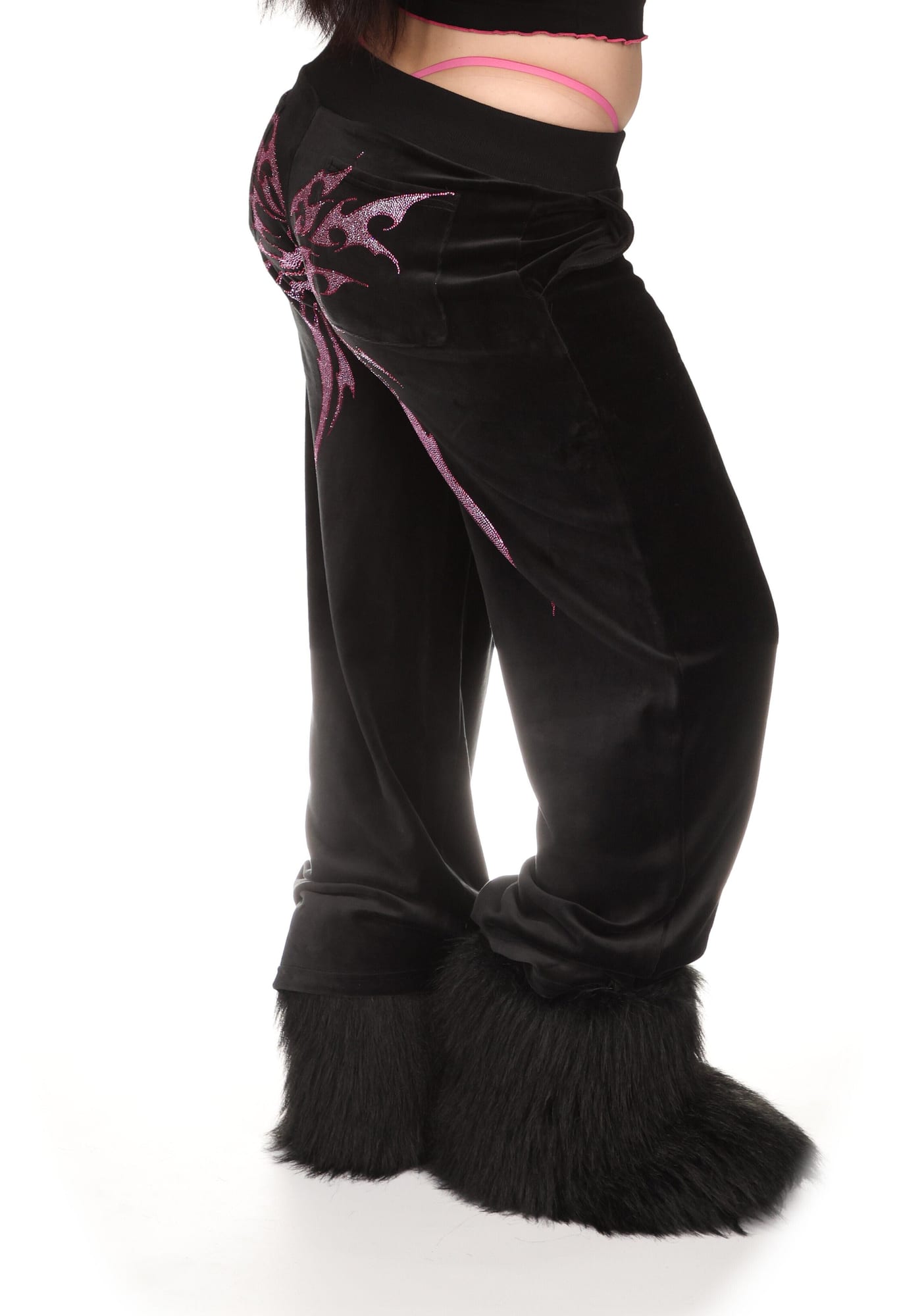 IDOL Rhinestone Velour Sweatpants