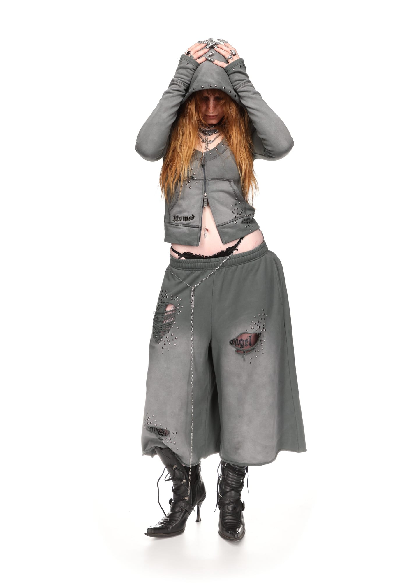 Shadow Studded Oversized Sweatshorts
