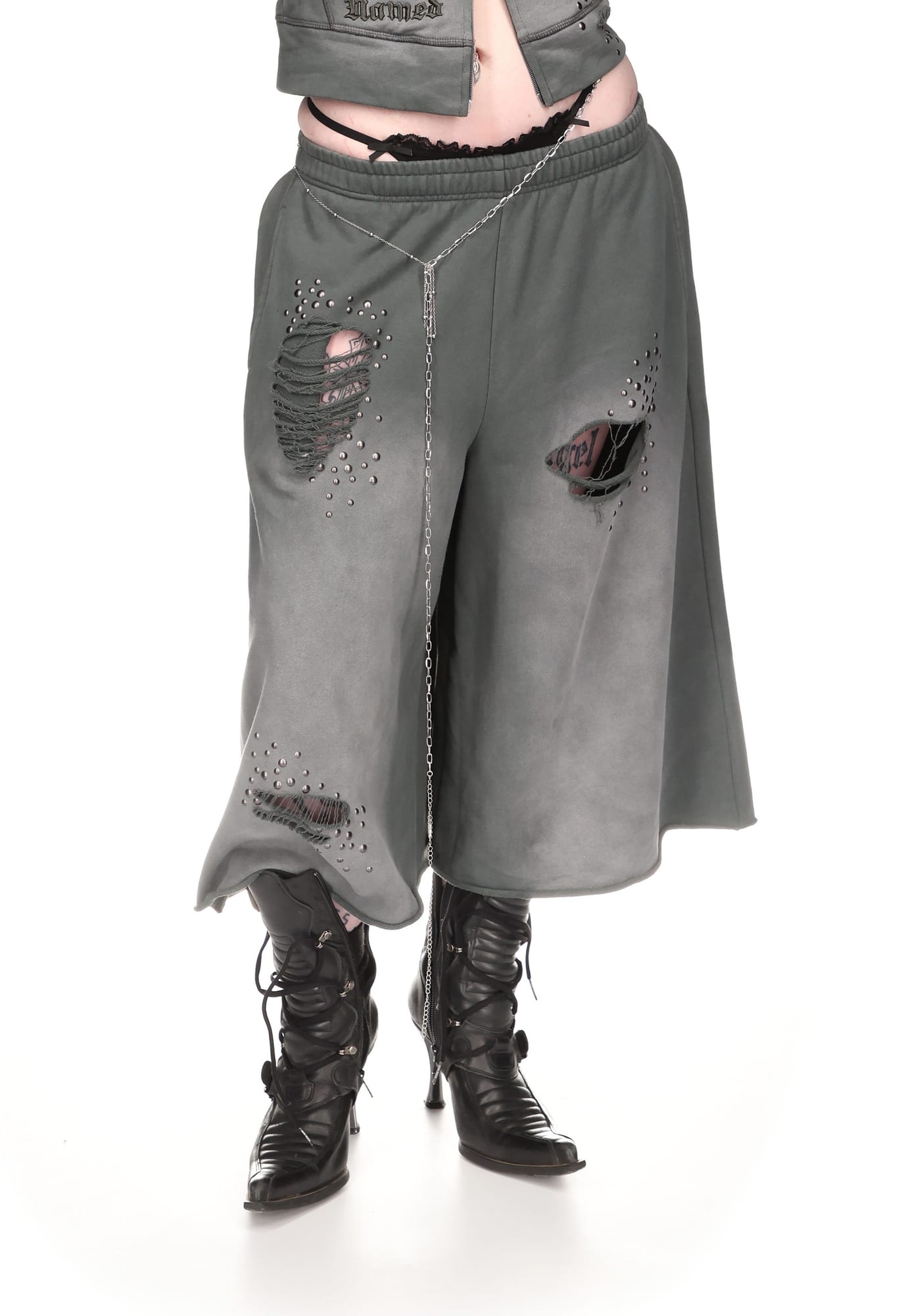 Shadow Studded Oversized Sweatshorts