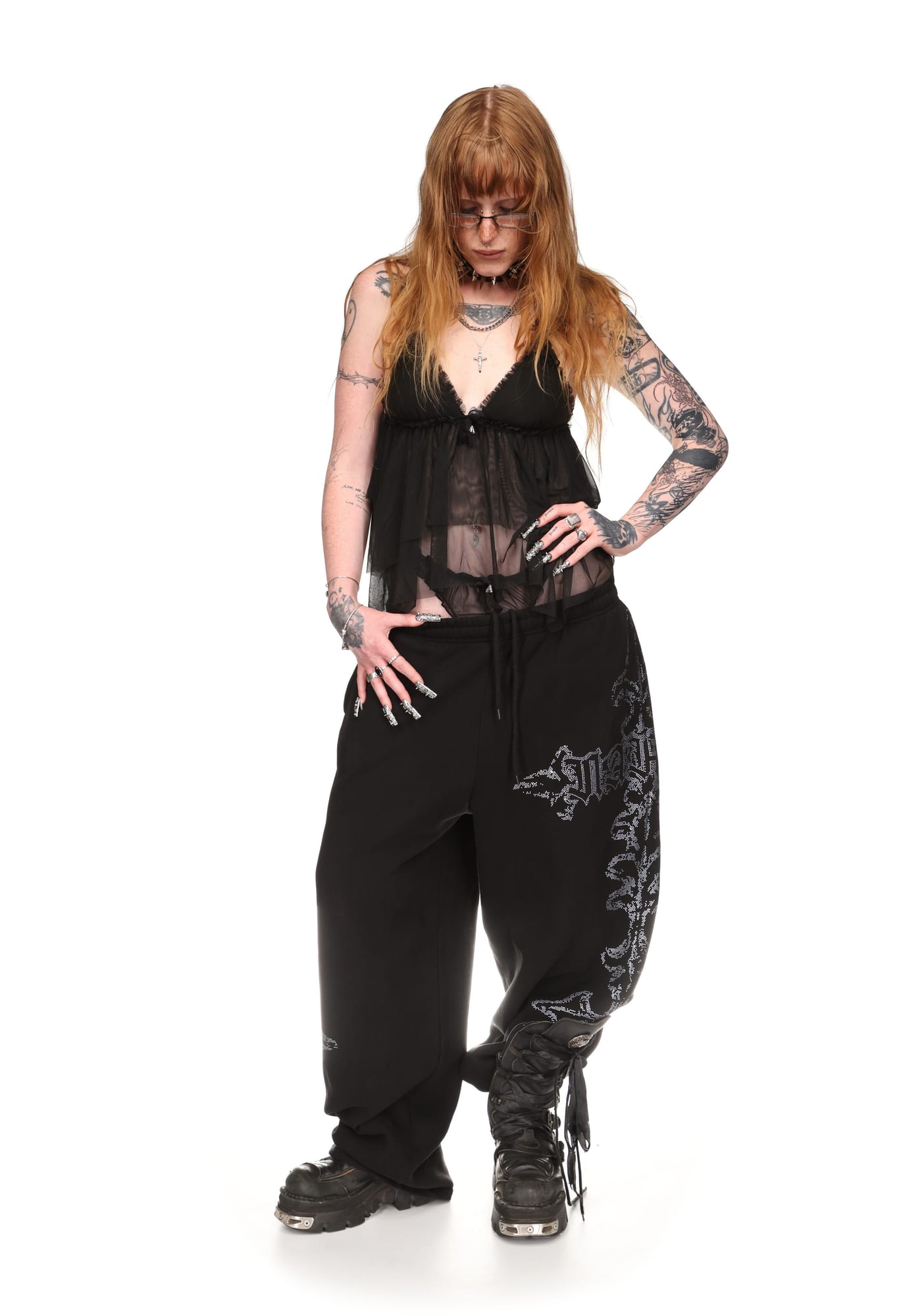 LOVEBITE Sheer Mesh Halterneck Cami Top