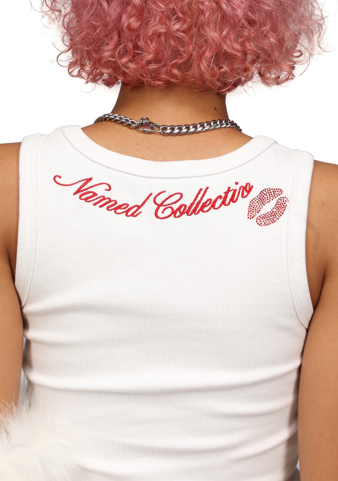 KISSES RHINESTONE RIBBED TANK
