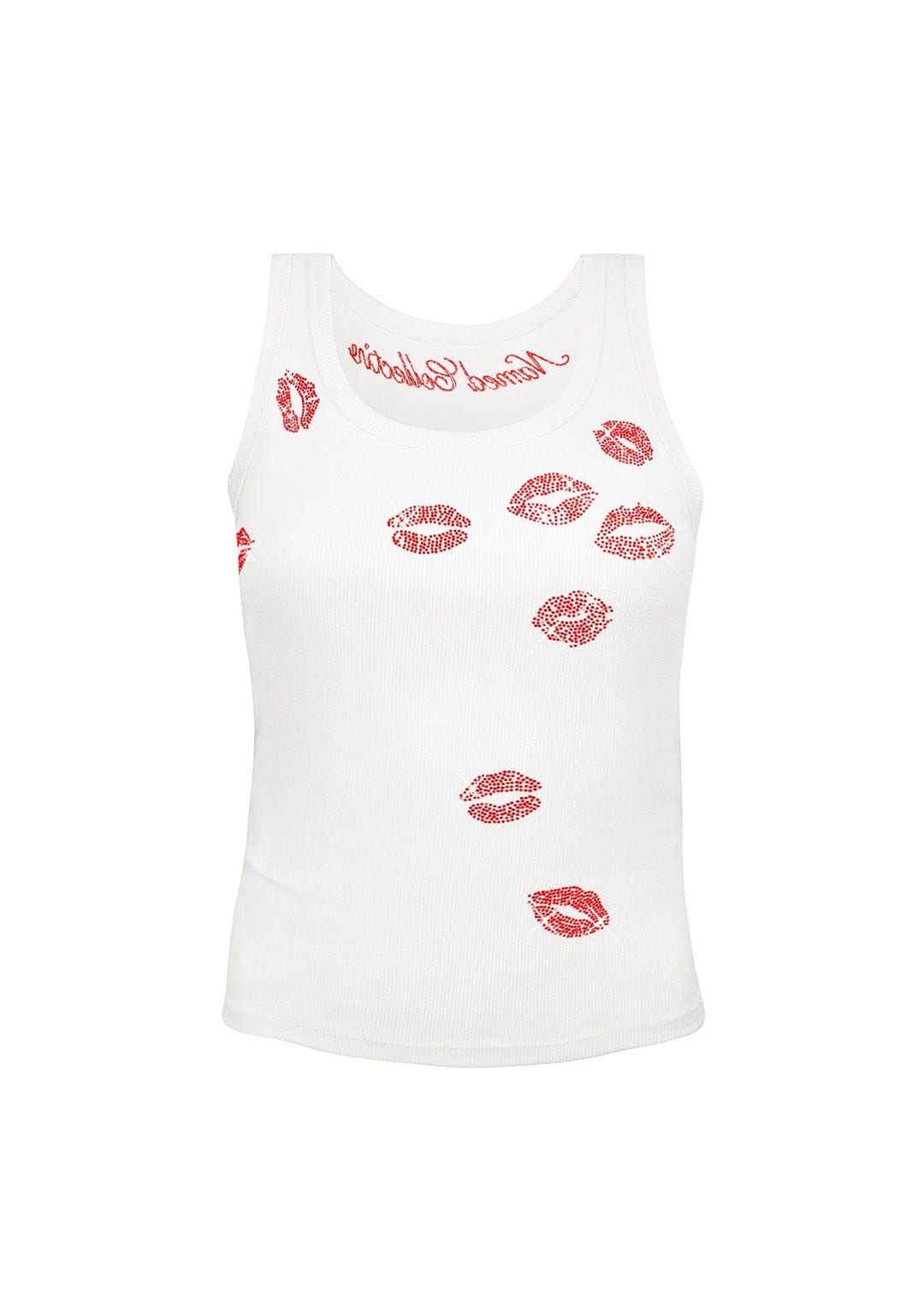 KISSES RHINESTONE RIBBED TANK