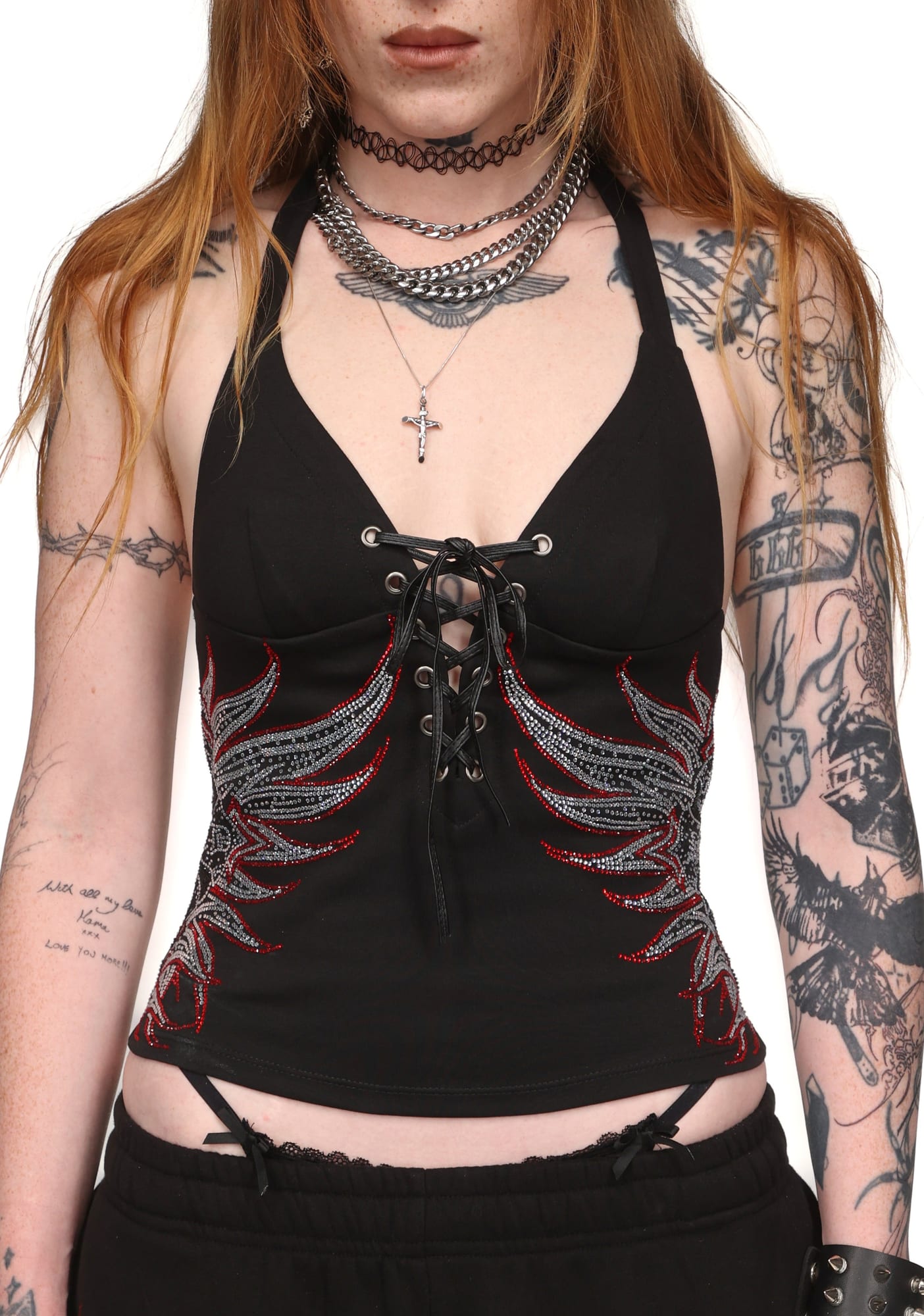 DUSK Rhinestone Halterneck Top
