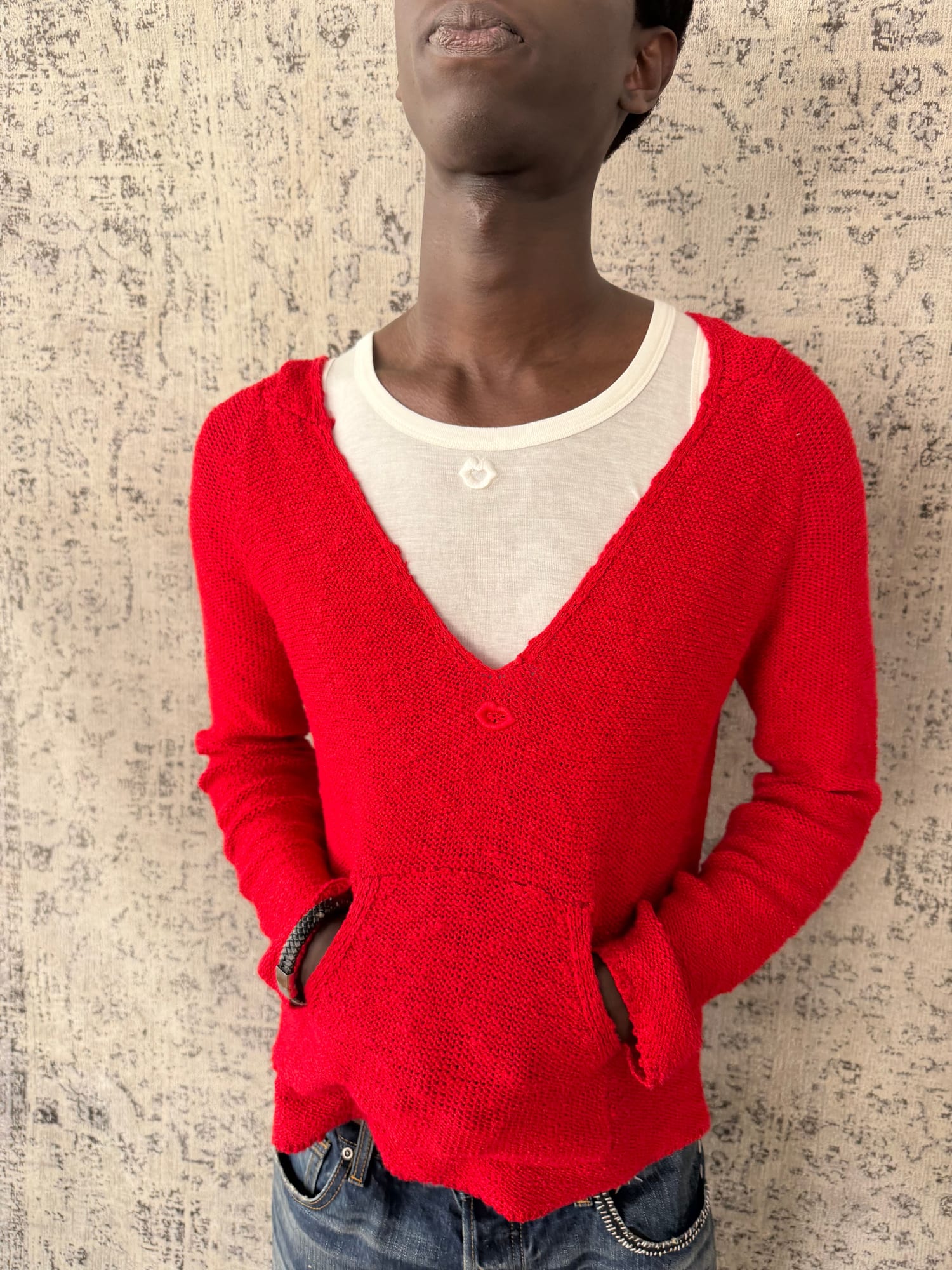 Knitted hoodie « Le Coquelicot »