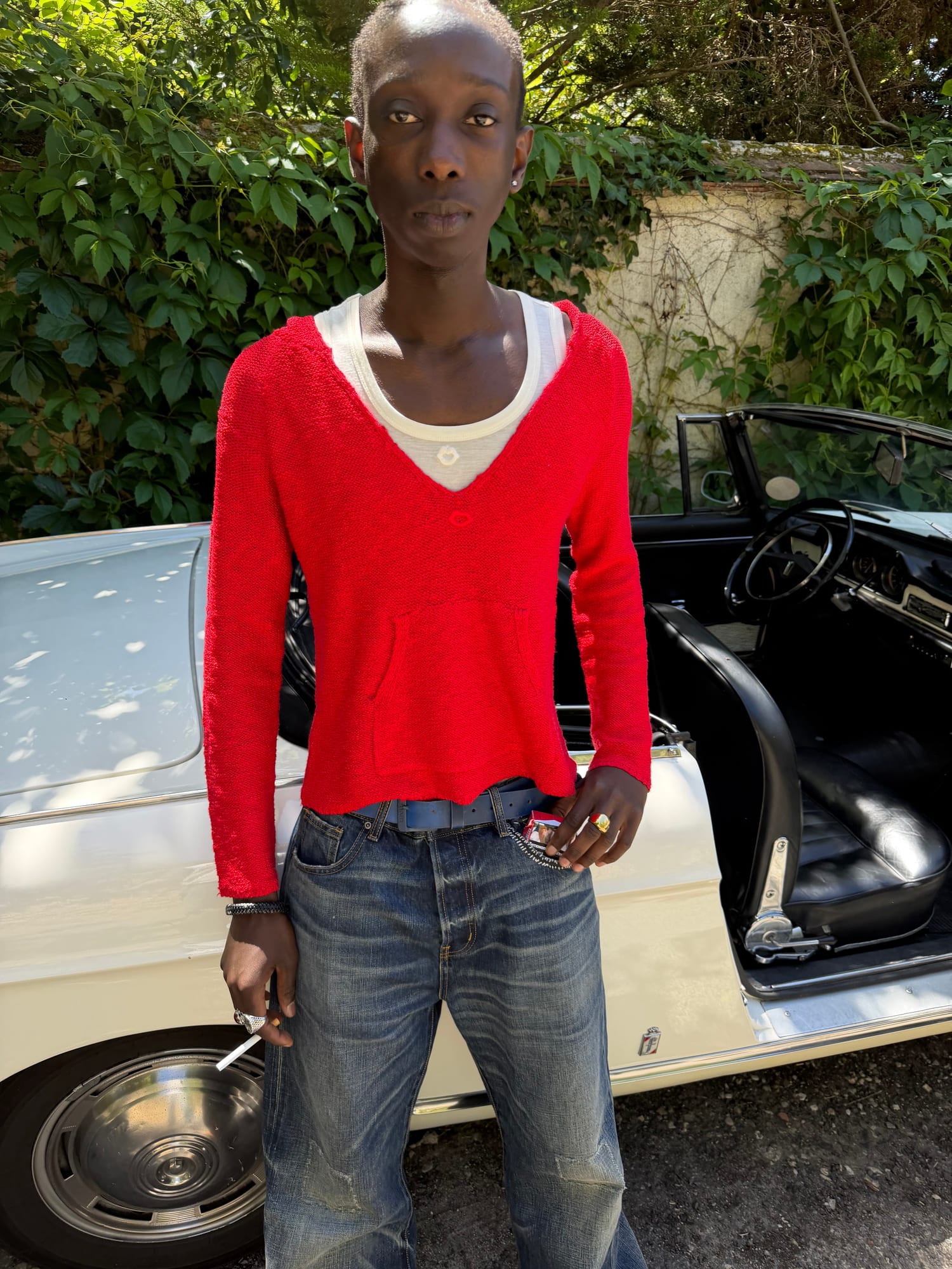 Knitted hoodie « Le Coquelicot »