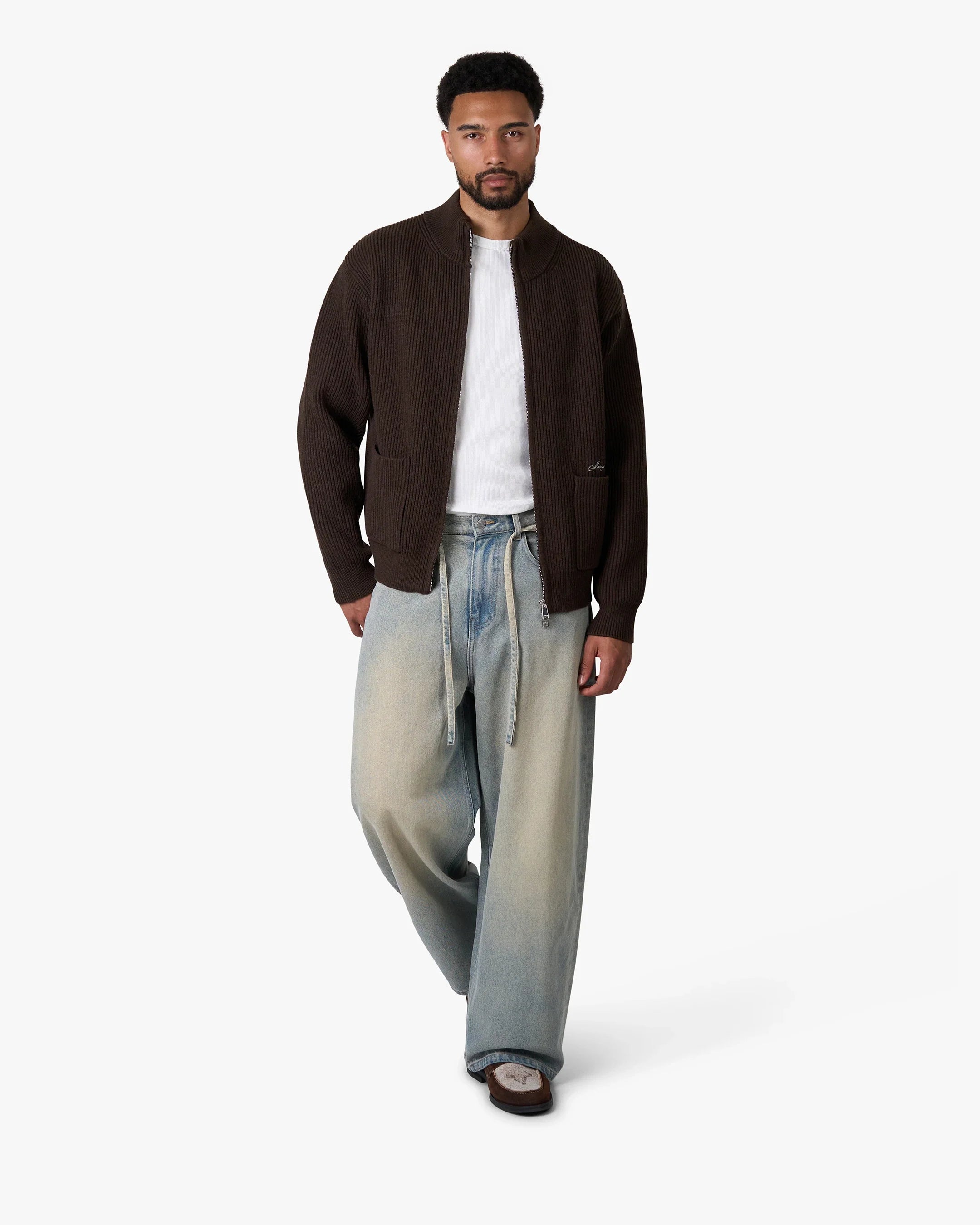 Giacca Heavy Knitted Zip-Up Cardigan