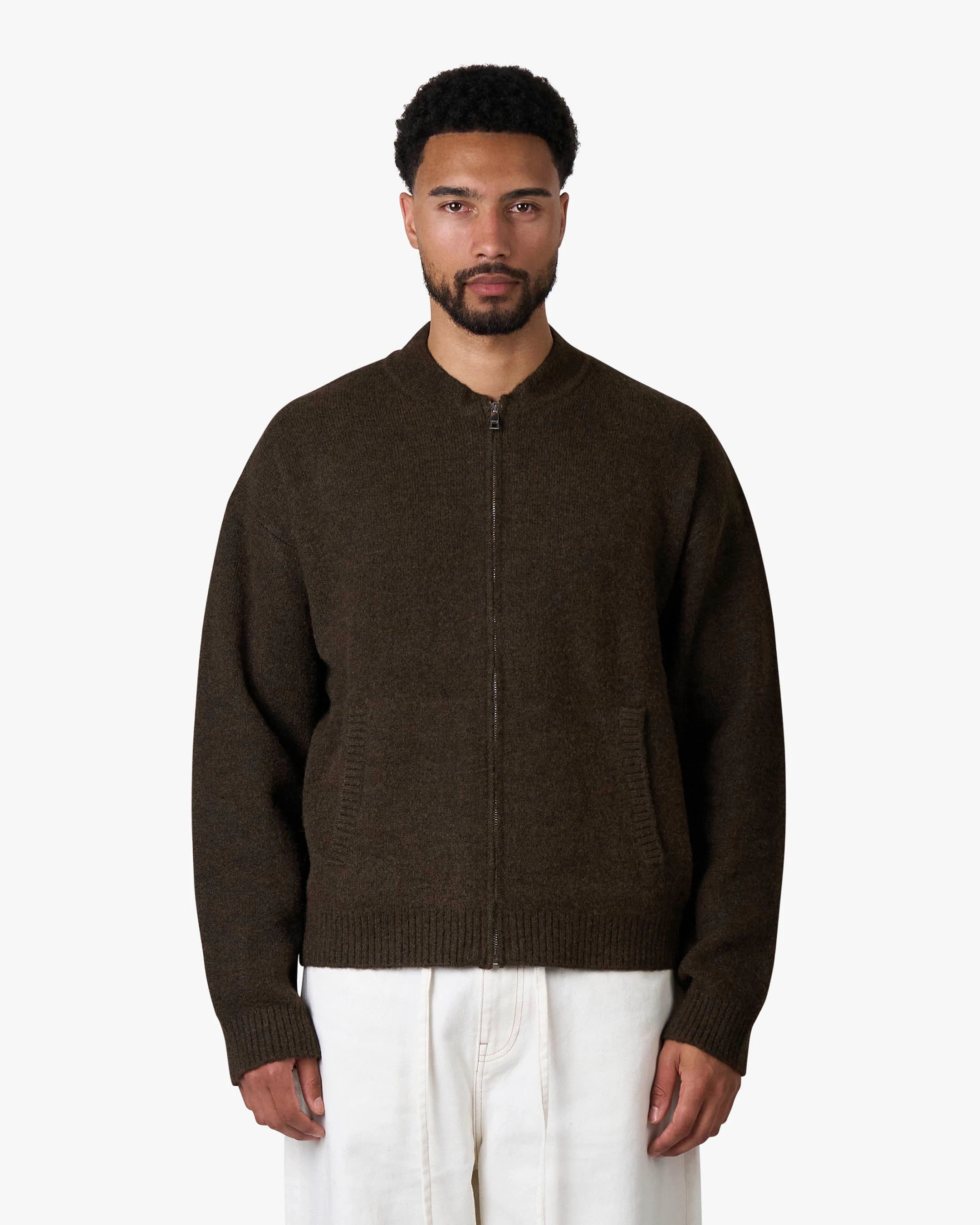 Signore Brushed Zip-Up Cardigan