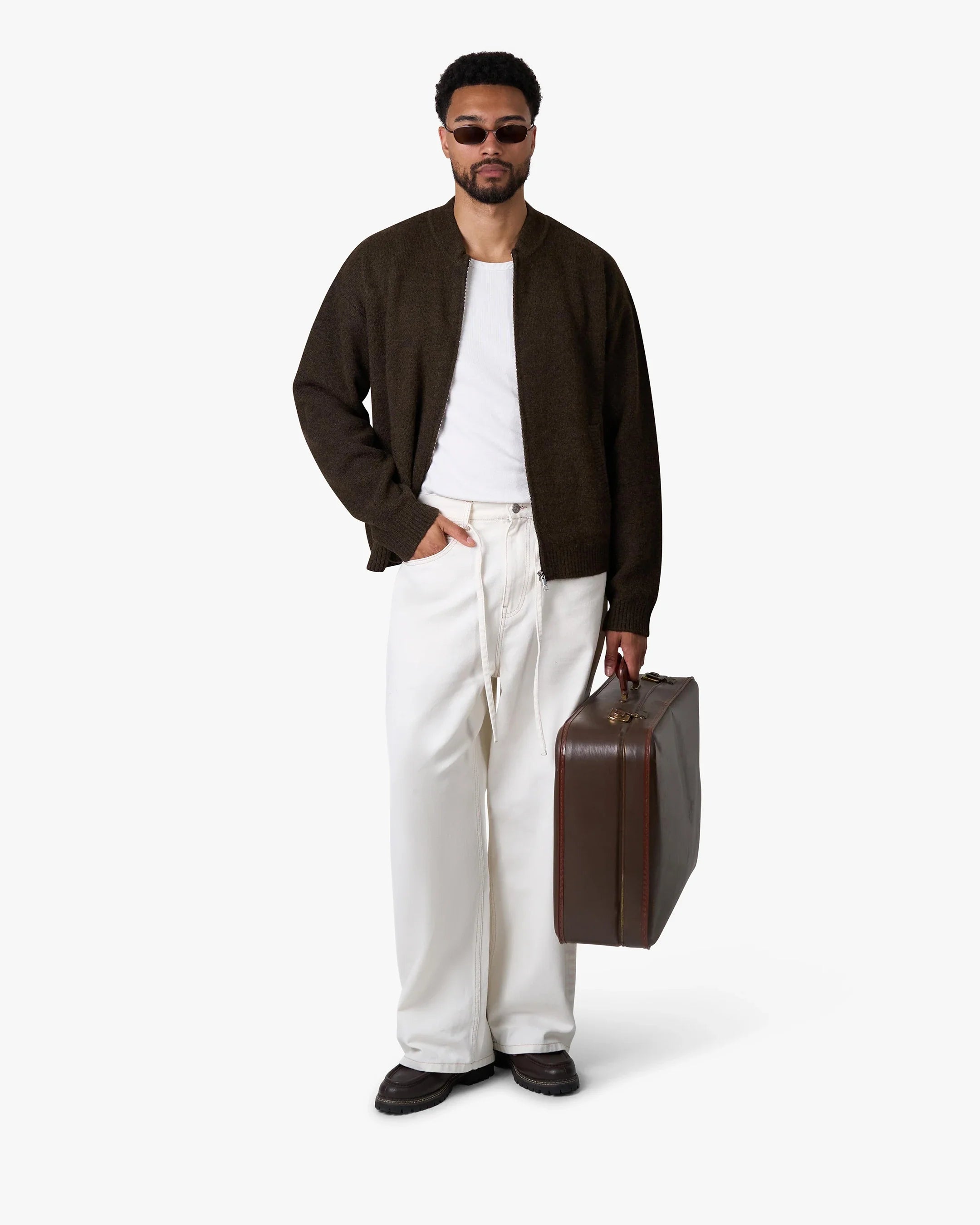 Signore Brushed Zip-Up Cardigan