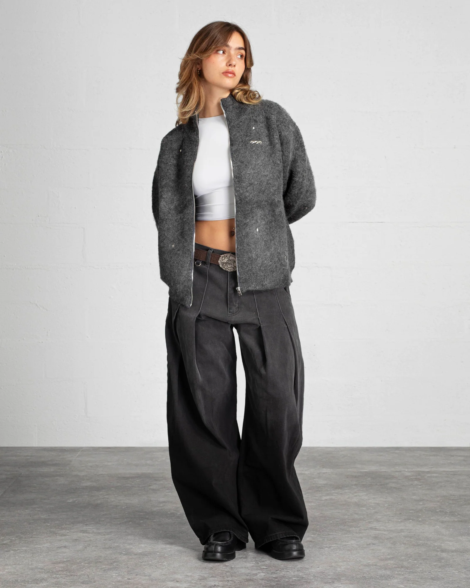 MOONLIGHT Mohair Zip Cardigan